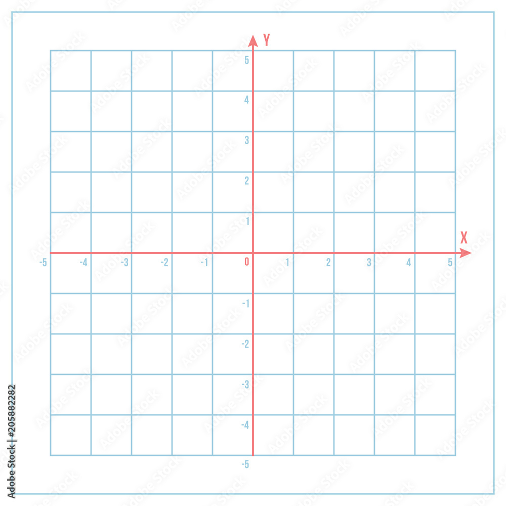 Cartesian Coordinate System On Blue Graph Paper With Coordinate Axis Stock Vector Adobe Stock