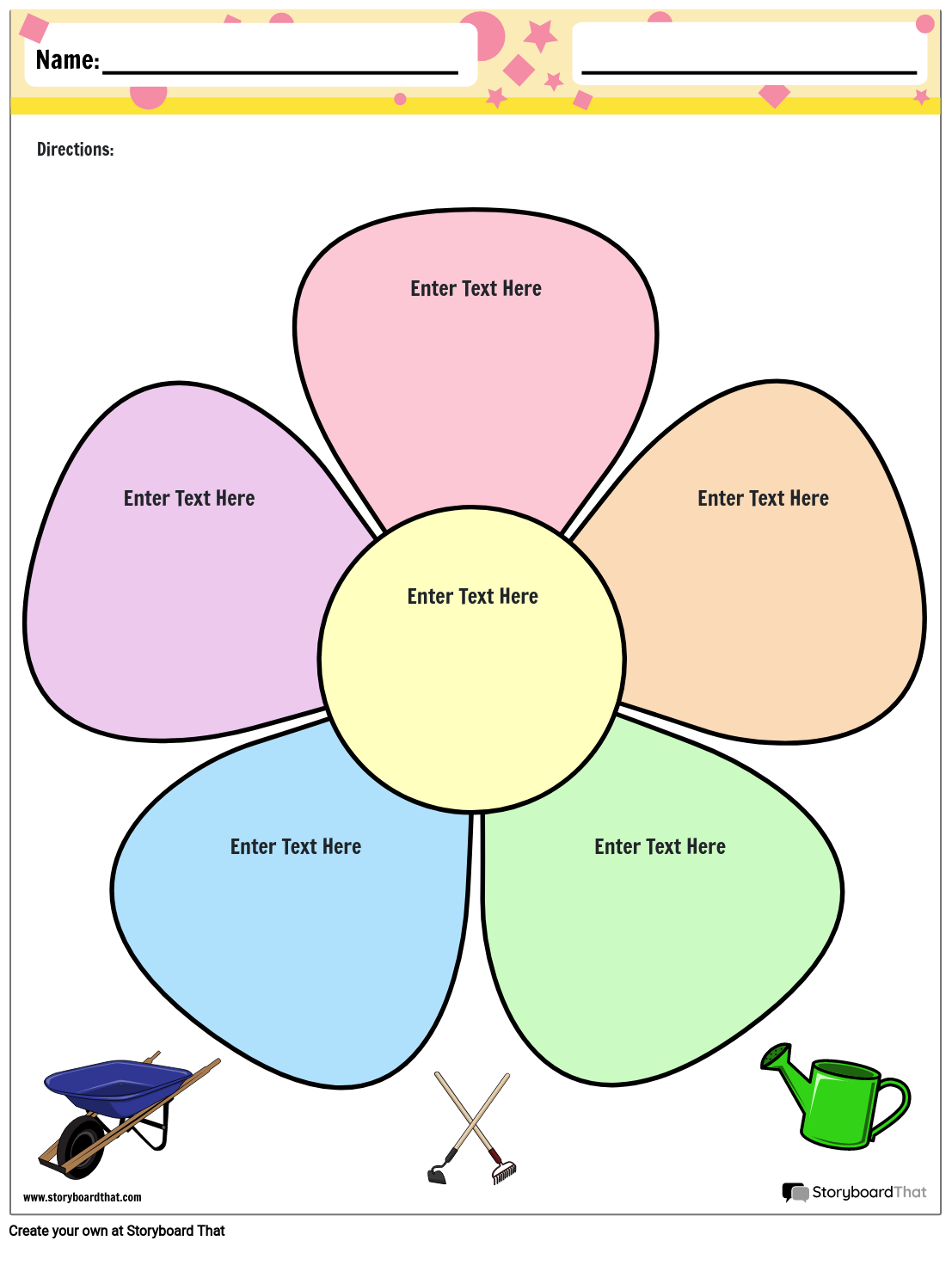 Colorful Flower Petal Graphic Organizer Template Worksheets Library