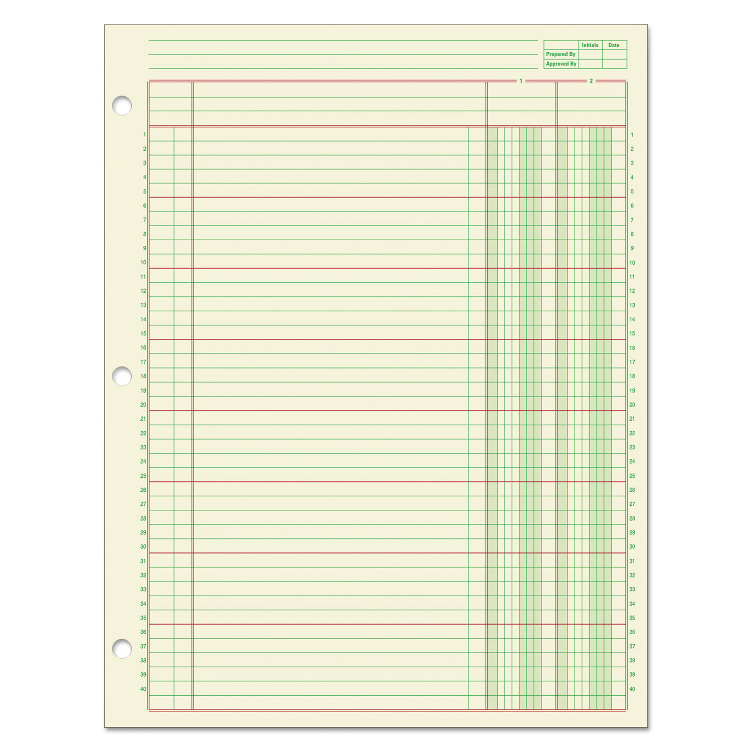 Columnar Analysis Pad Single Page 2 Column Accounting Format 8 5 X 11 Ivory Green Red Sheets 50 Sheets Pad 12 Carton SUPPLY66