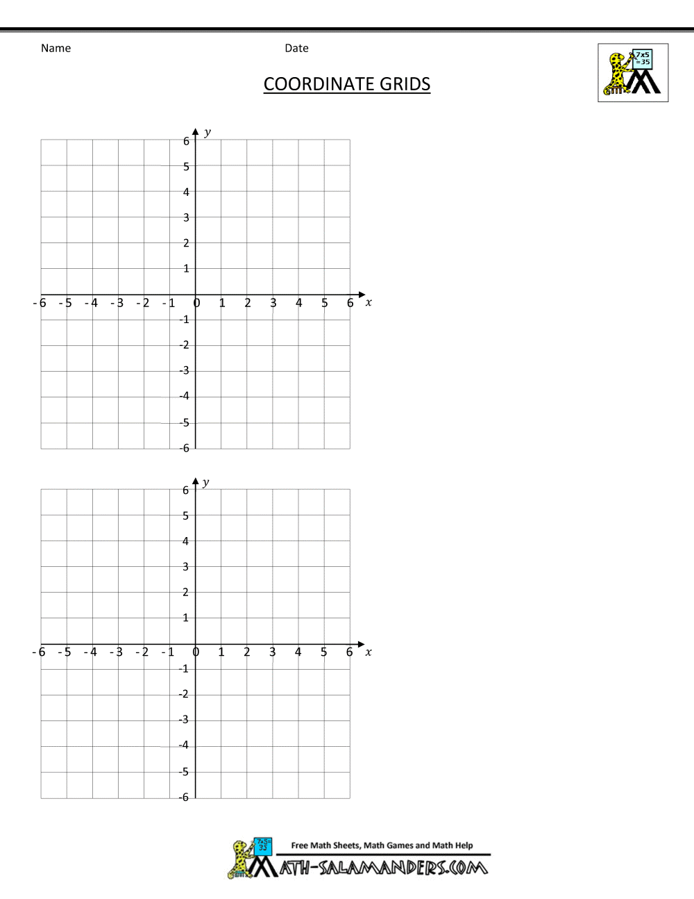 Printable 4 Quadrant Graph Paper