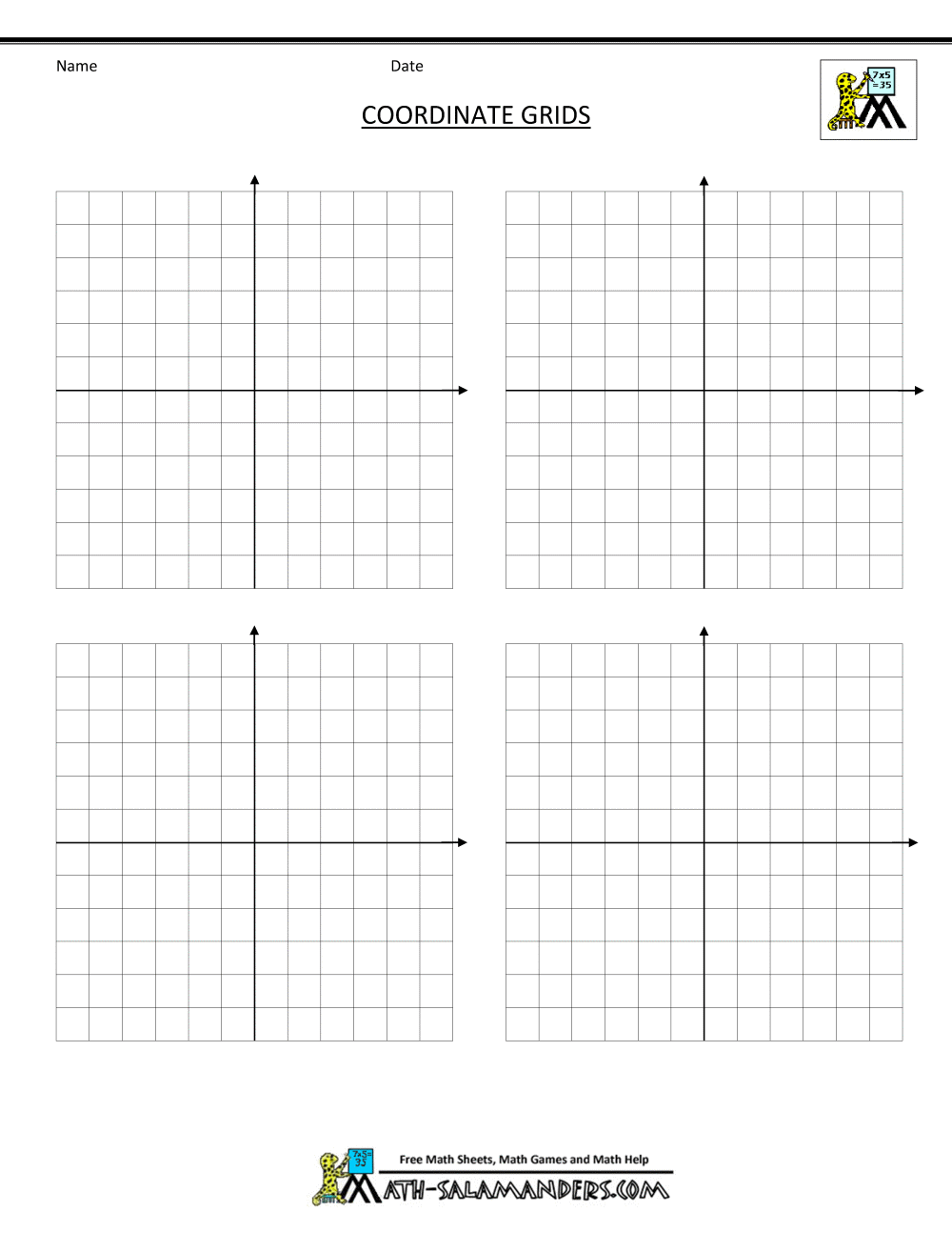 Quadrant Graph Paper Printable