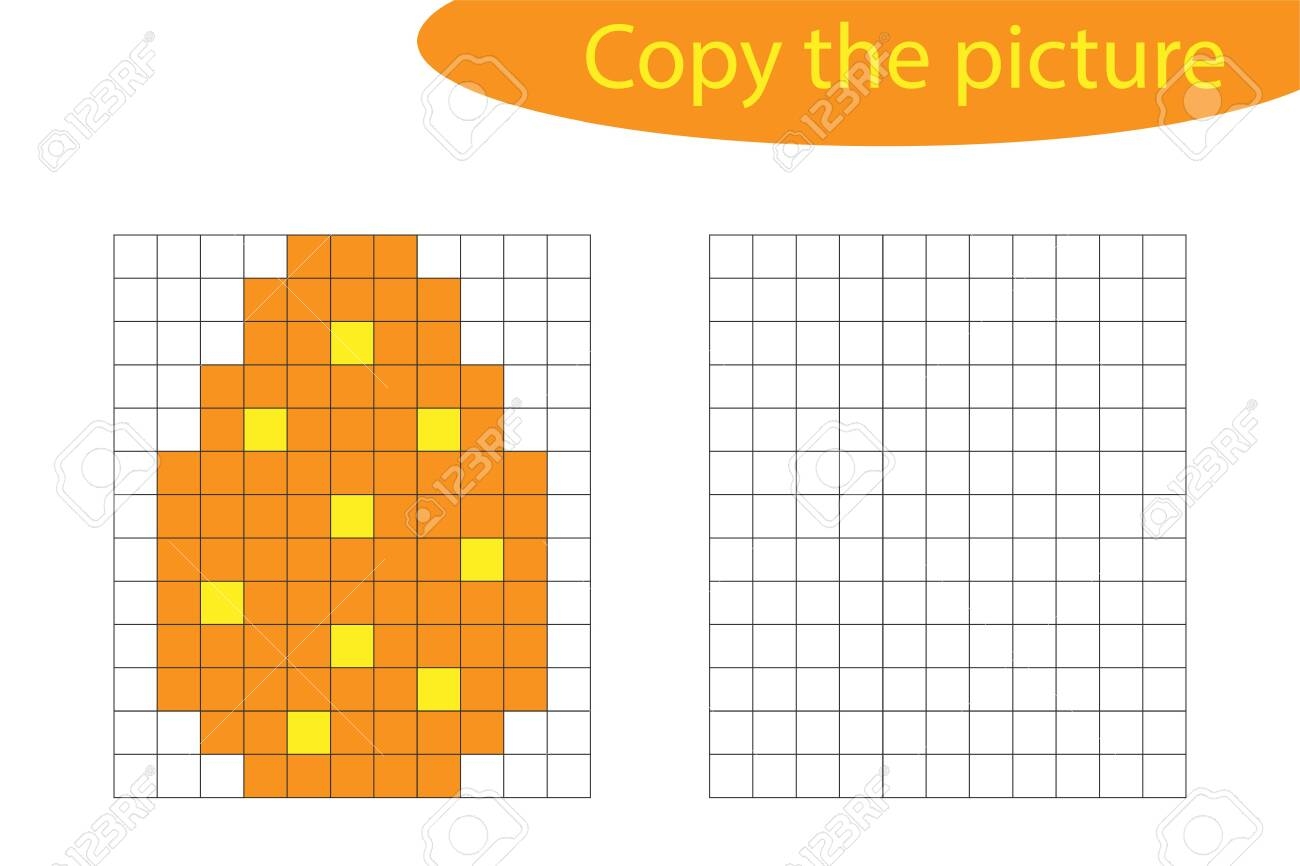Copy The Picture Pixel Art Easter Egg Cartoon Drawing Skills Training Educational Paper Game For The Development Of Children Kids Preschool Activity Printable Worksheet Vector Royalty Free SVG Cliparts Vectors And Stock