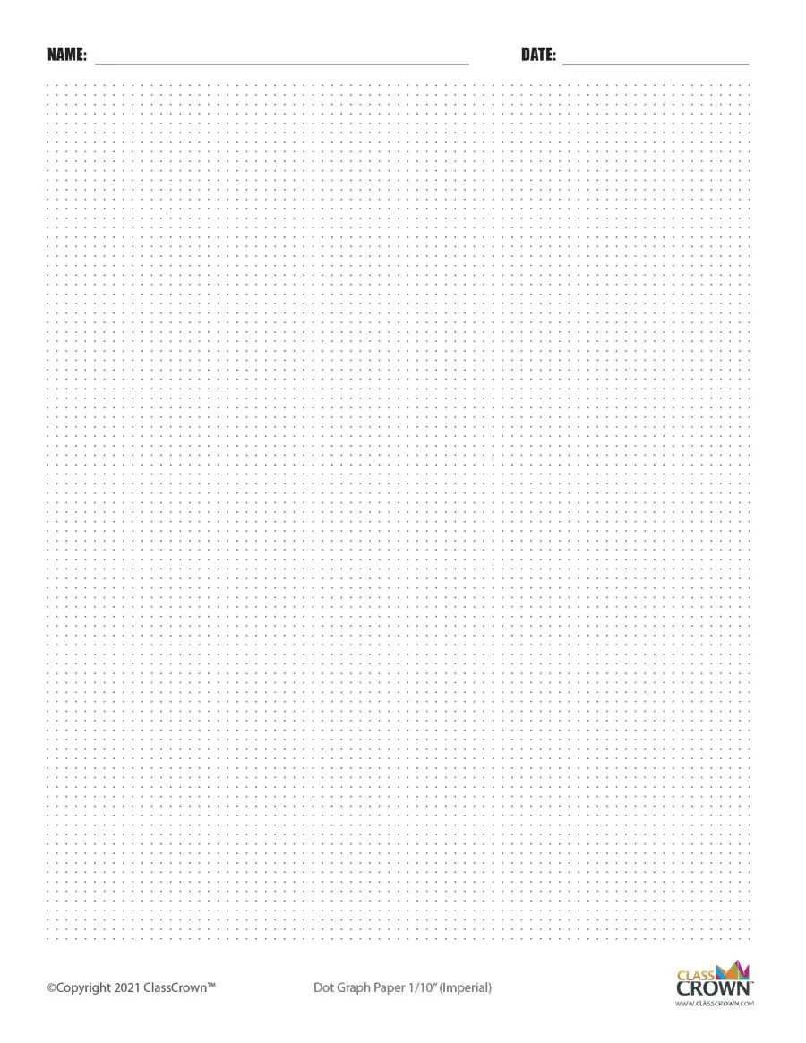 Dot Graph Paper With Name Tenth Inch Specialty Paper ClassCrown