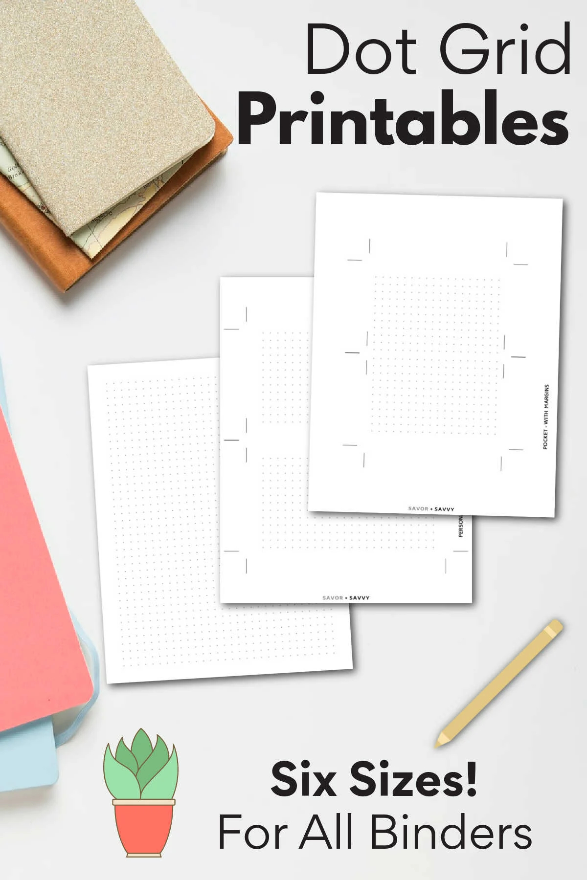 Dot Grid Paper Printable A4 A5 A6 8x10 Pocket Personal US Letter