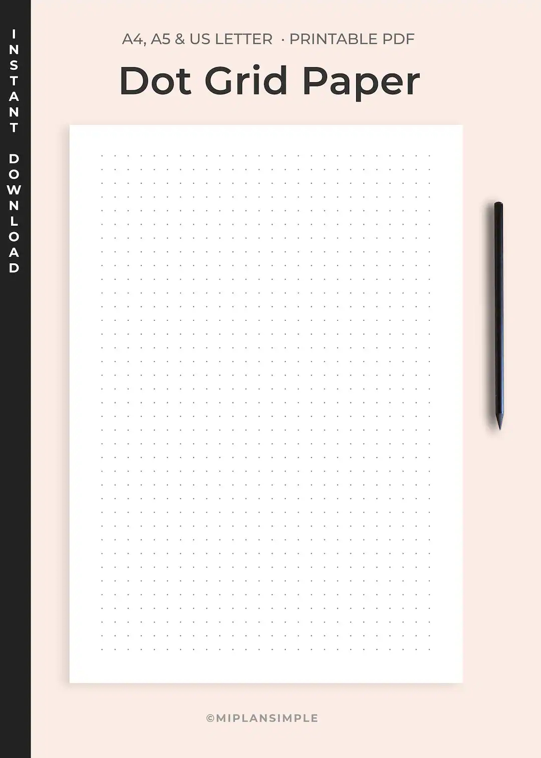 Dot Grid Paper Printable Dot Grid Paper For Bullet Journal Dotted Paper Dotted Page Printable PDF A4 A5 Letter Etsy