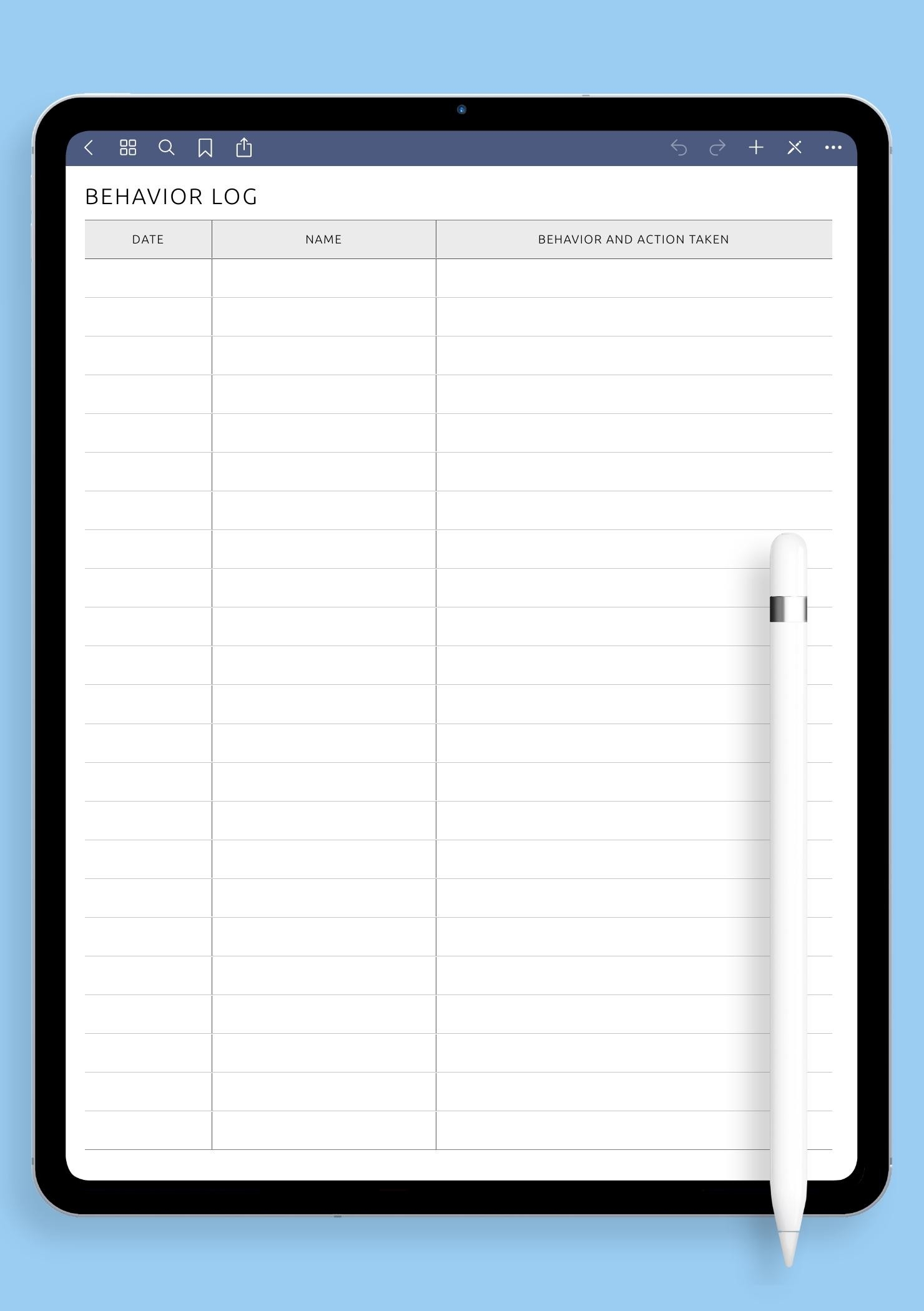 Download Printable Behavior Log PDF