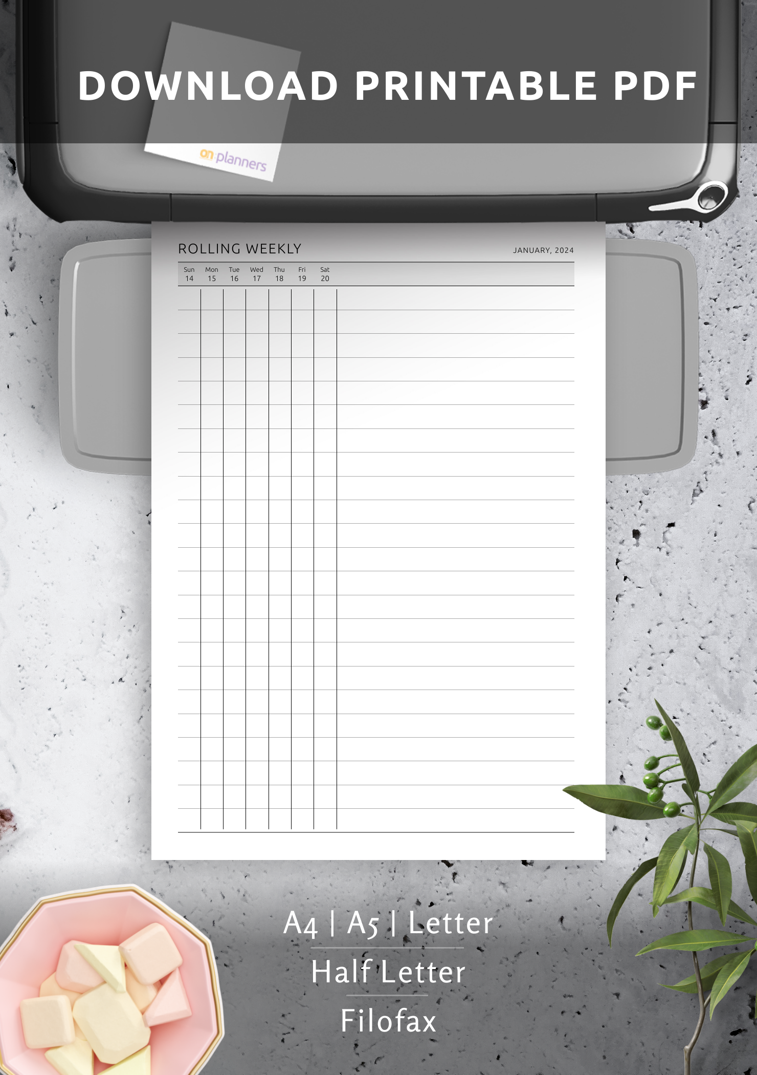 Download Printable Rolling Weekly Template PDF