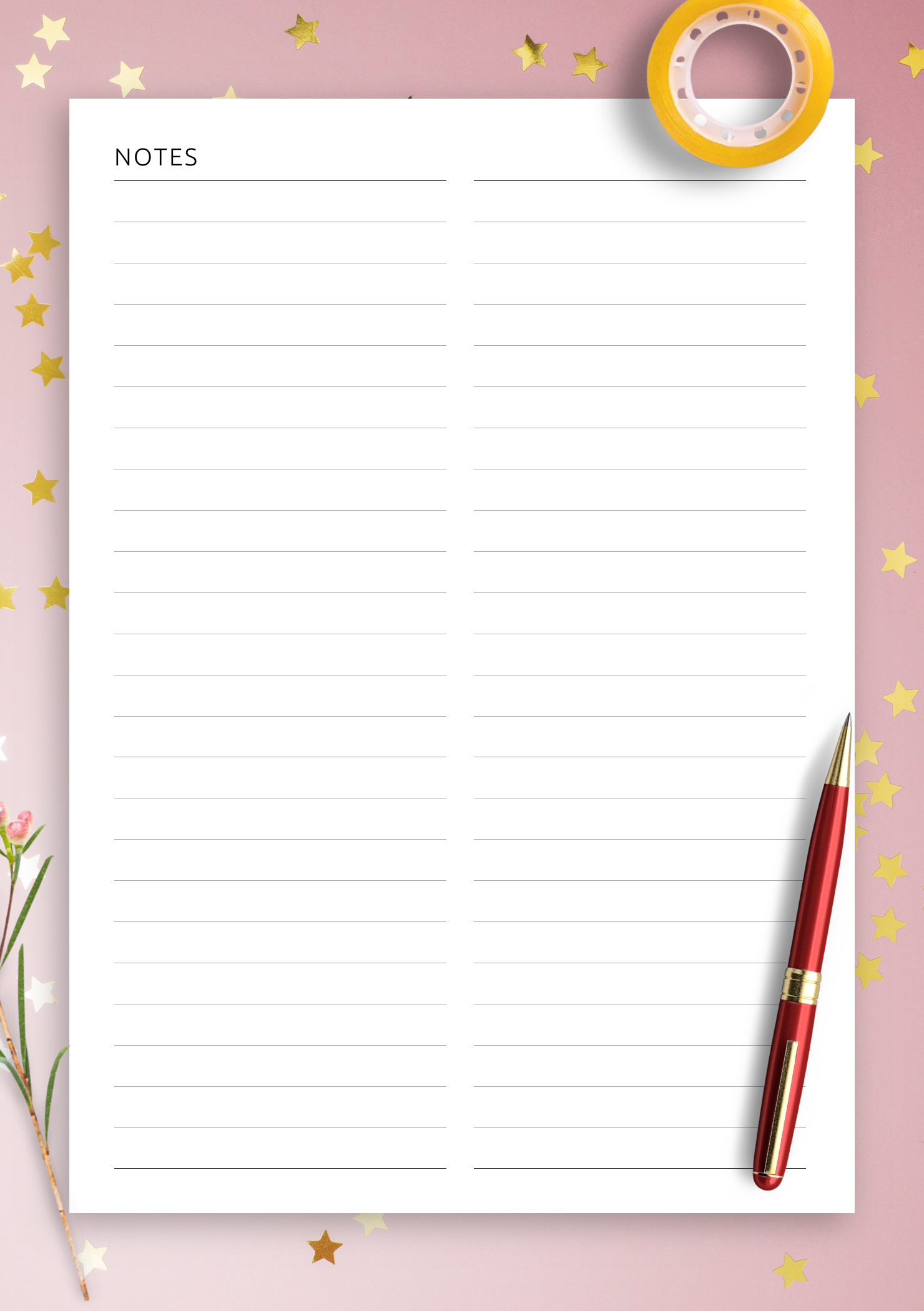 Lined Paper With Columns Printable