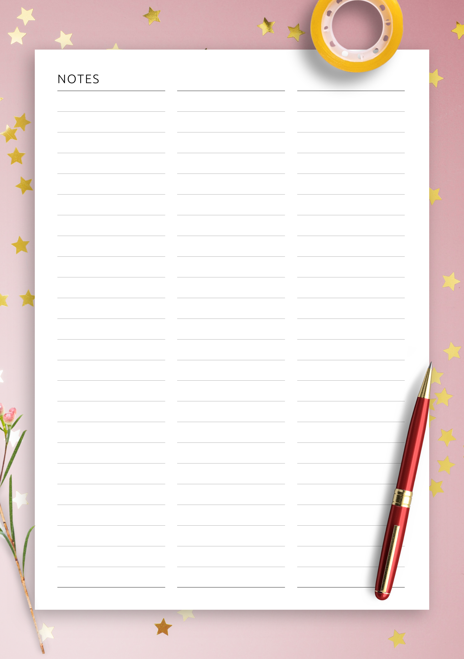 Download Printable Ruled Grid 3 Column PDF