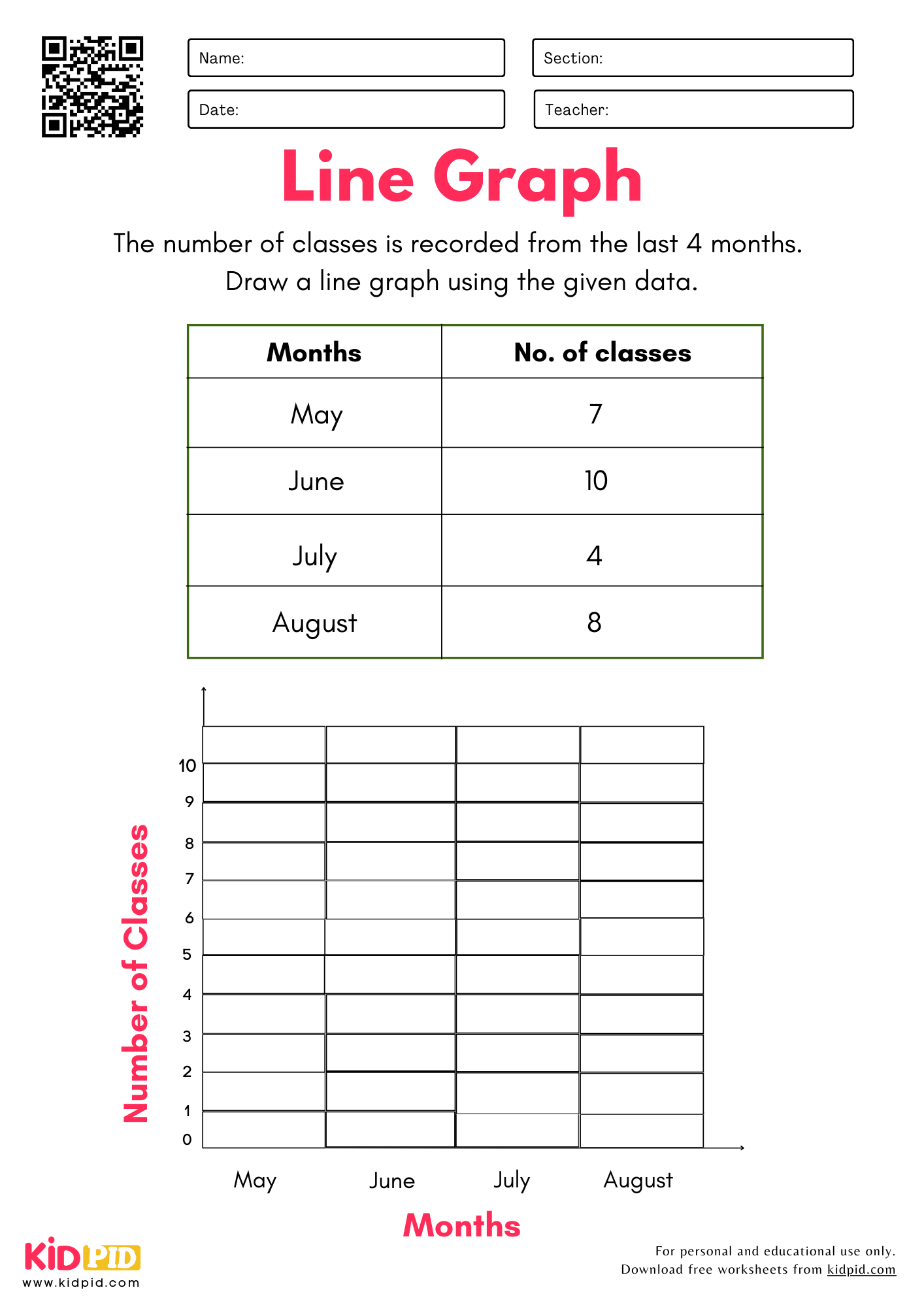 Draw Line Graph Worksheet For Grade 2 Kidpid