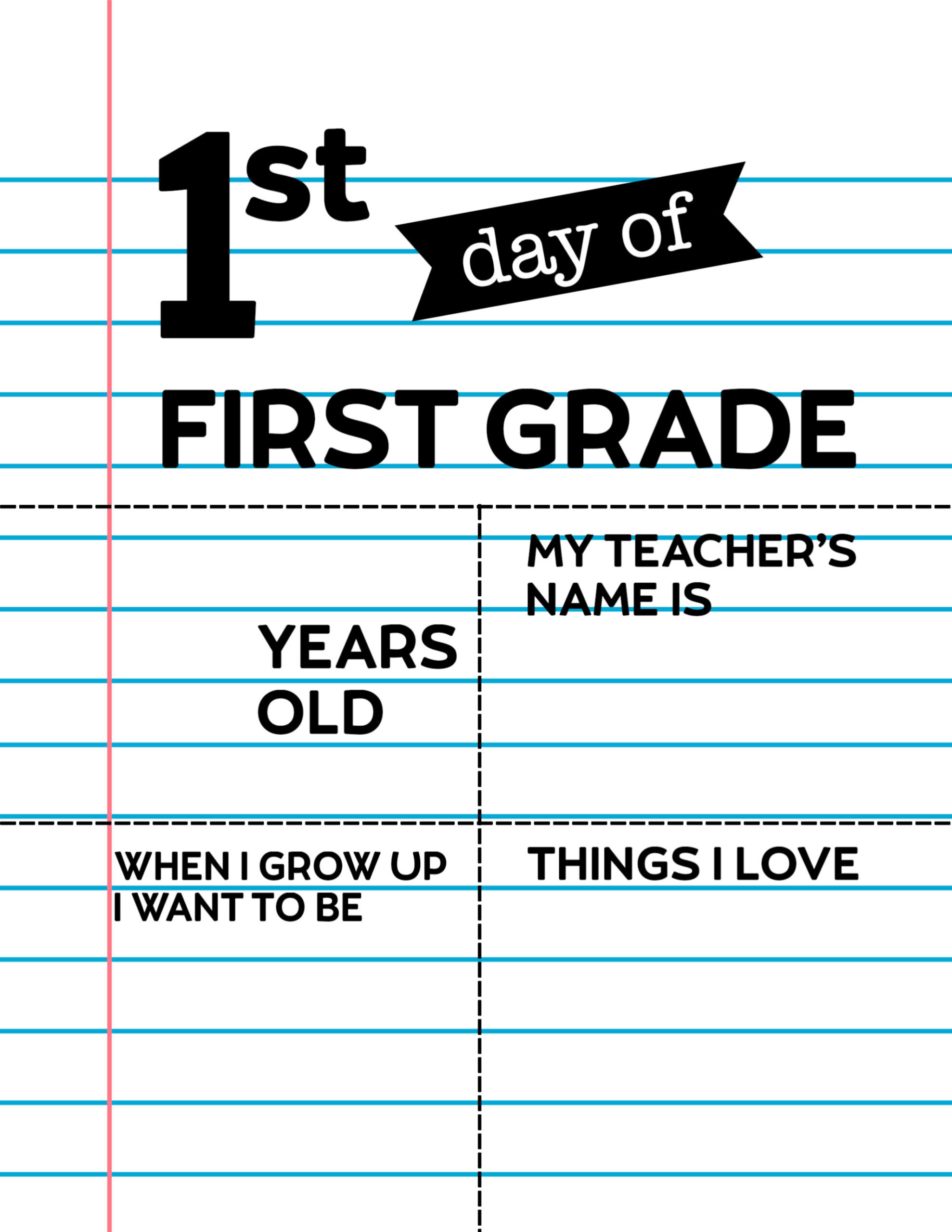 Editable First Day Of School Signs Notebook Paper Paper Trail Design