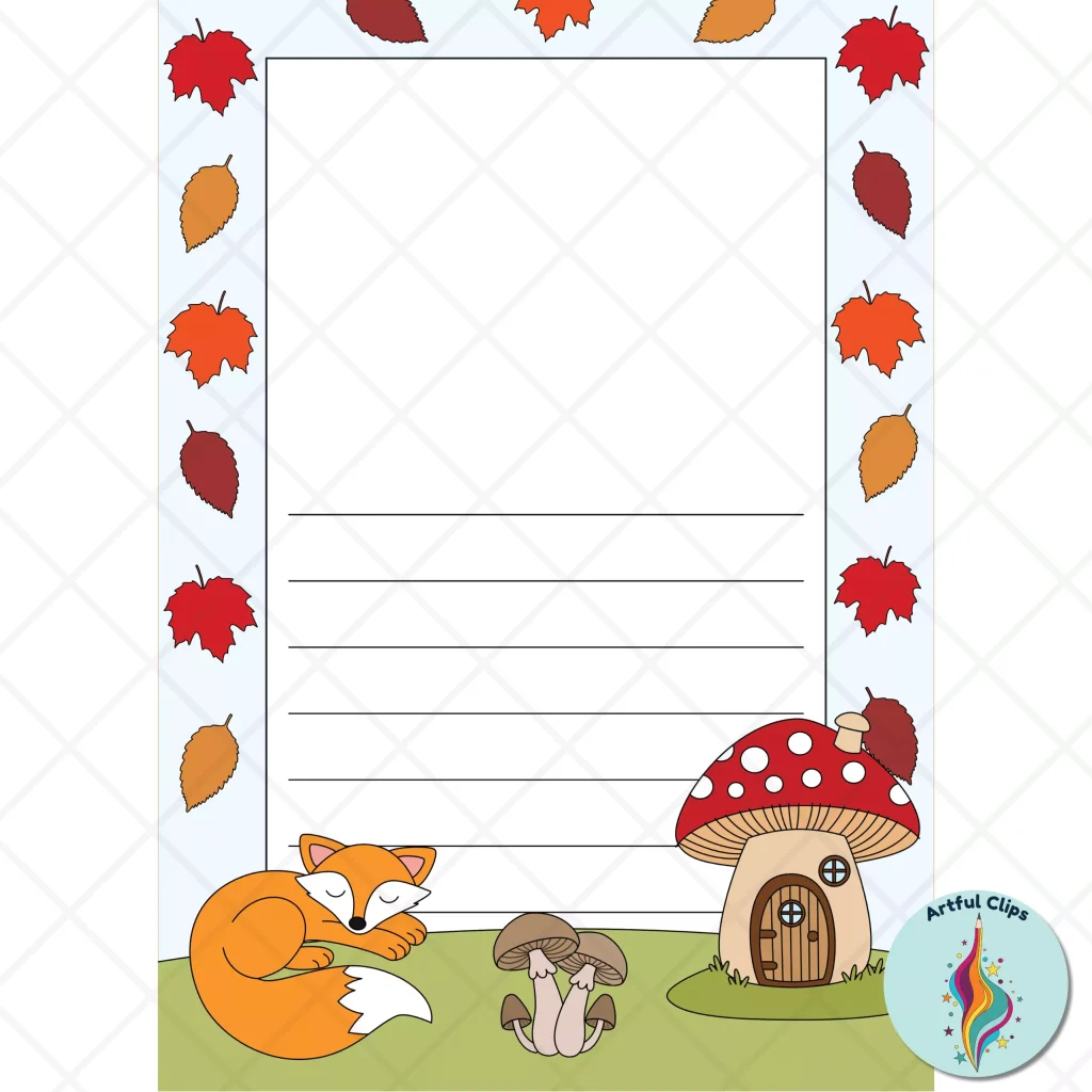 Fall Writing Paper With Lines Autumn Stationery Templates