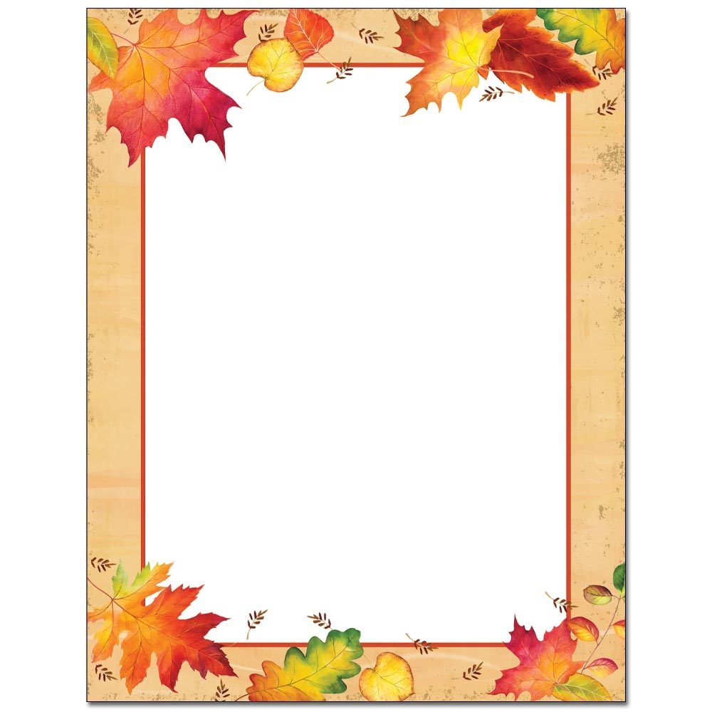 Falling Leaves Border Letterhead The Image Shop