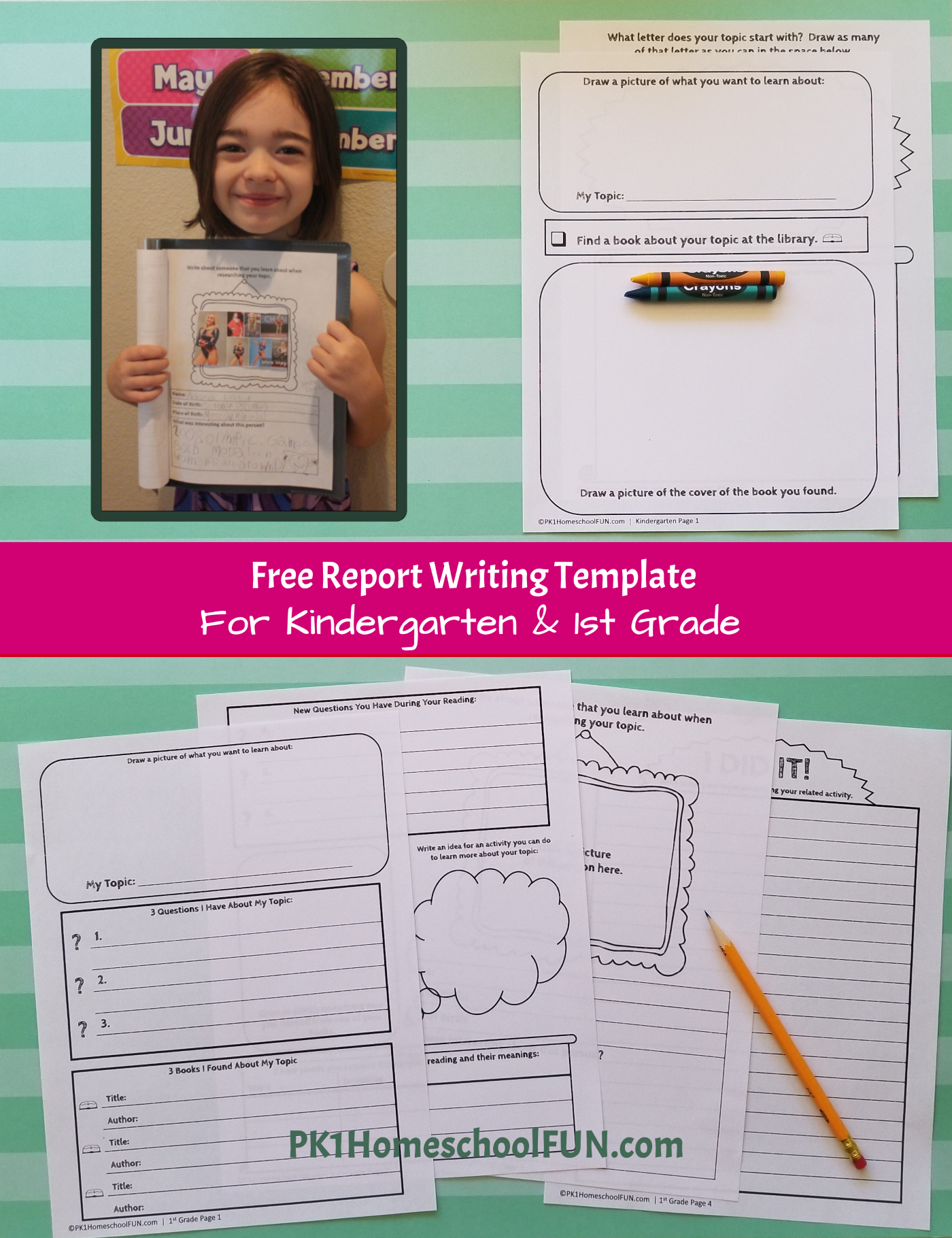 FREE 1st Grade Research Paper Writing Template PK1Kids