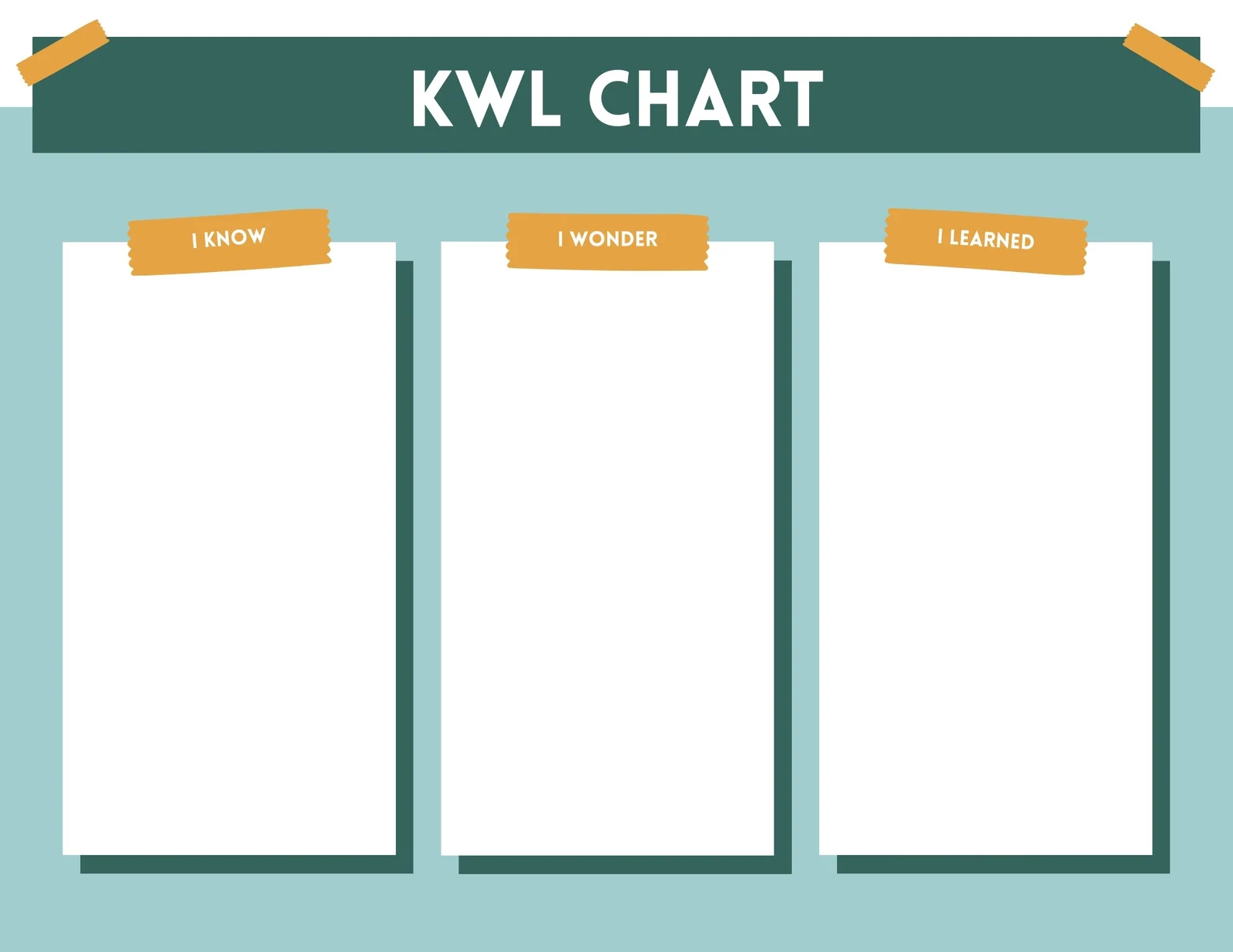 Printable KWL Chart Graphic Organizer