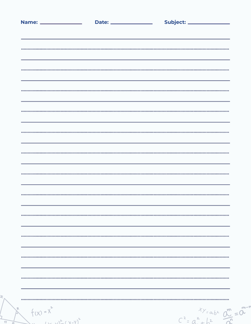 Free Math Lined Paper Template To Edit Online