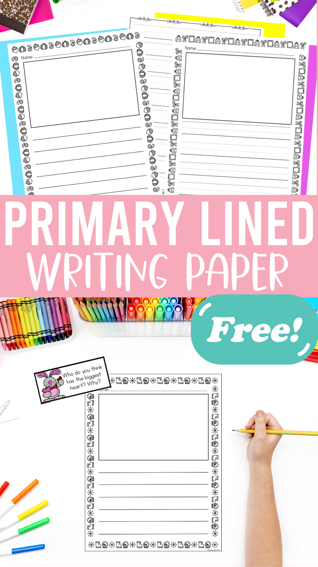 Free Primary Lined Writing Paper For First Grade Missing Tooth Grins