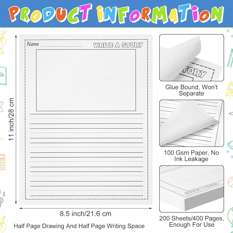 Free Printable Handwriting Paper Kindergarten 1st Grade Writing Paper With Blank Picture Space Primary Composition Notebook K 2 100 Wide Ruled Blank Writing Paper Blank Space Primary Composition Notebook With Picture Space