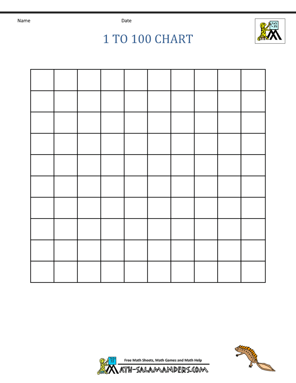 Free Printable Hundred Number Chart