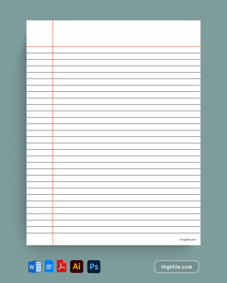 Free Printable Lined Paper Templates Highfile