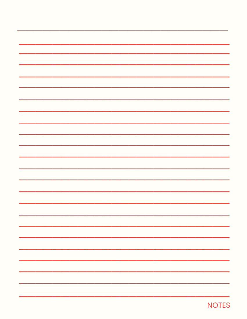 Printable Lined Notebook Paper Template