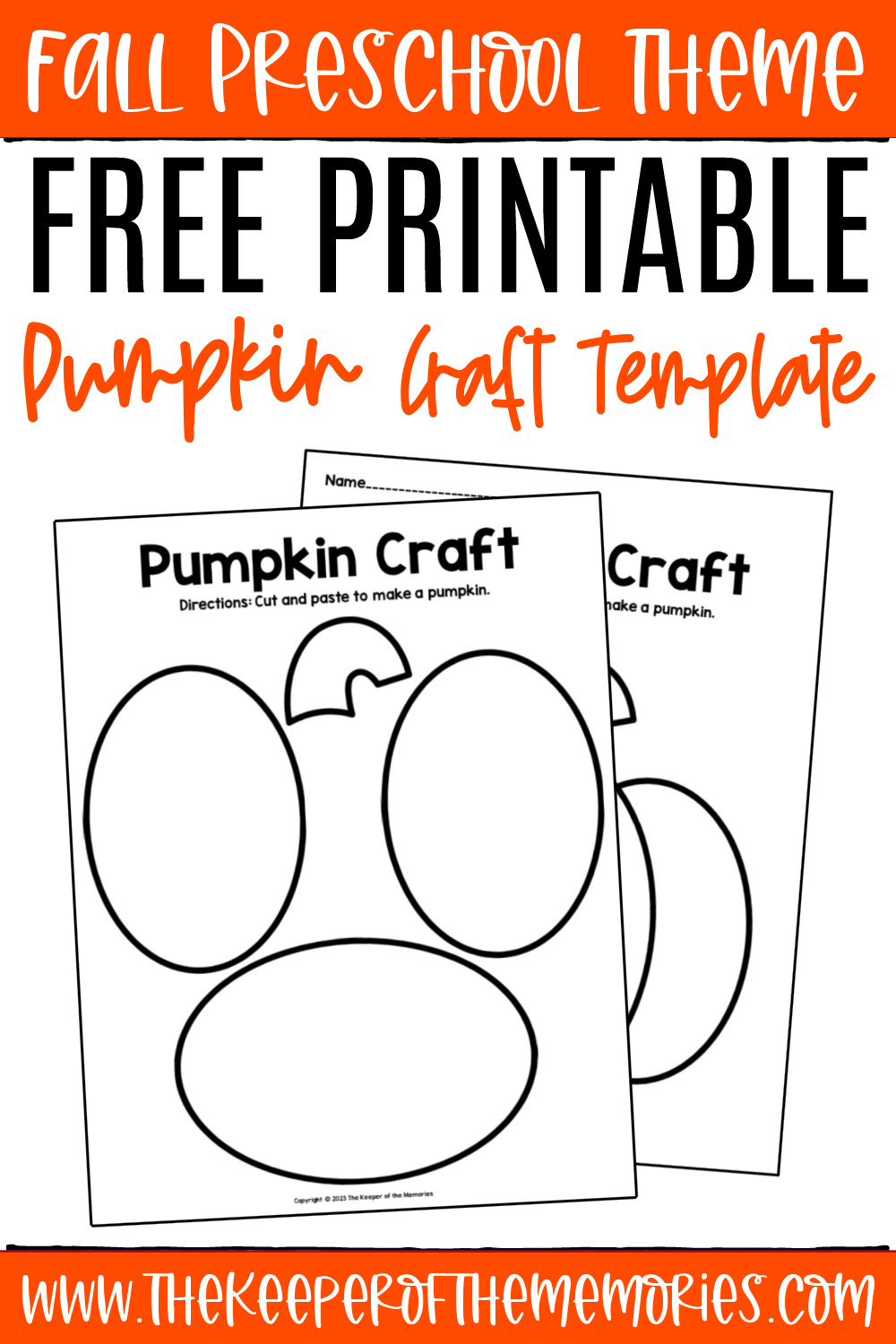 Free Pumpkin Craft Printable The Keeper Of The Memories