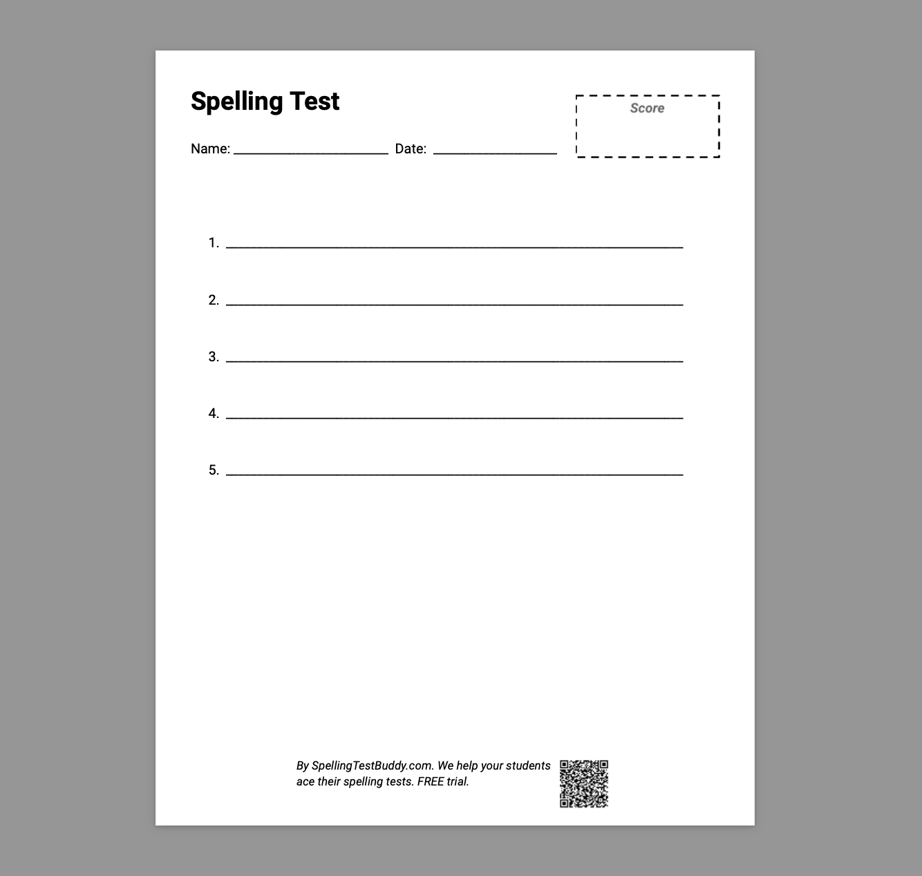 Free Spelling Test Papers For Teachers And Parents Spelling Test Buddy