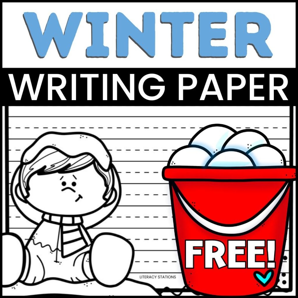 Free Winter Writing Paper Literacy Stations