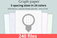Graph Paper Borderless Printable Pdfs A4 Letter Instant Download 3mm 4mm 5mm 6mm 7mm Spacing 24 Colors 300 DPI Etsy