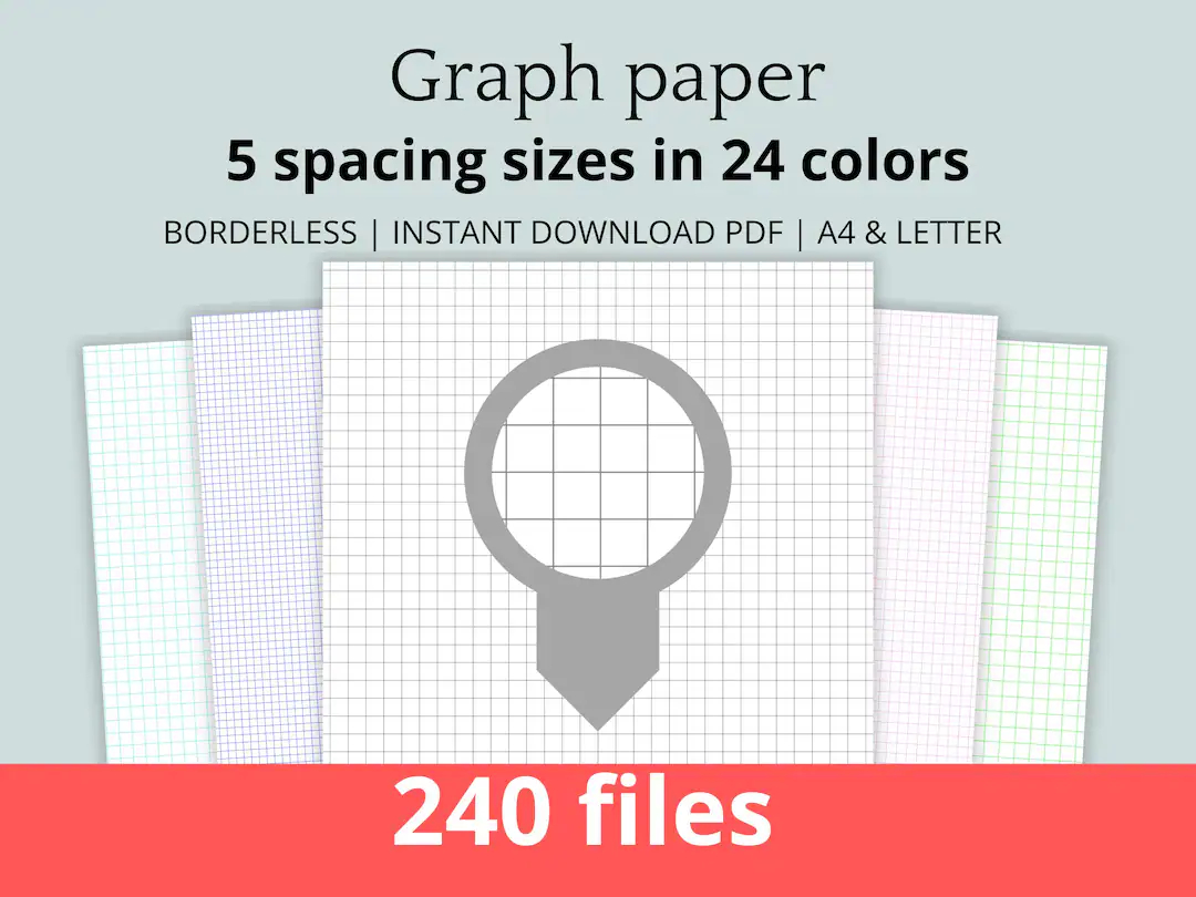 Graph Paper Borderless Printable Pdfs A4 Letter Instant Download 3mm 4mm 5mm 6mm 7mm Spacing 24 Colors 300 DPI Etsy