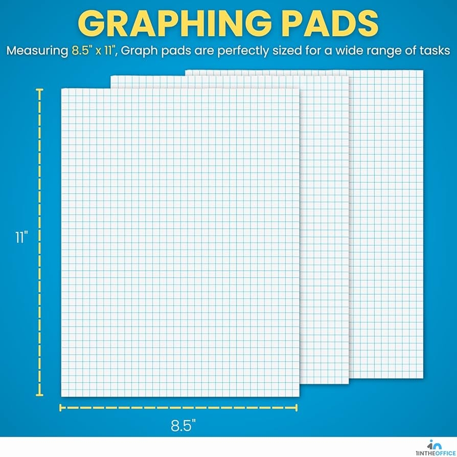 Graph Paper Pad 1InTheOffice S 8 5x11 Quadrille Grid 50 Sheets Pad 6 Pack Graph Paper Notebook 8 5 X 11