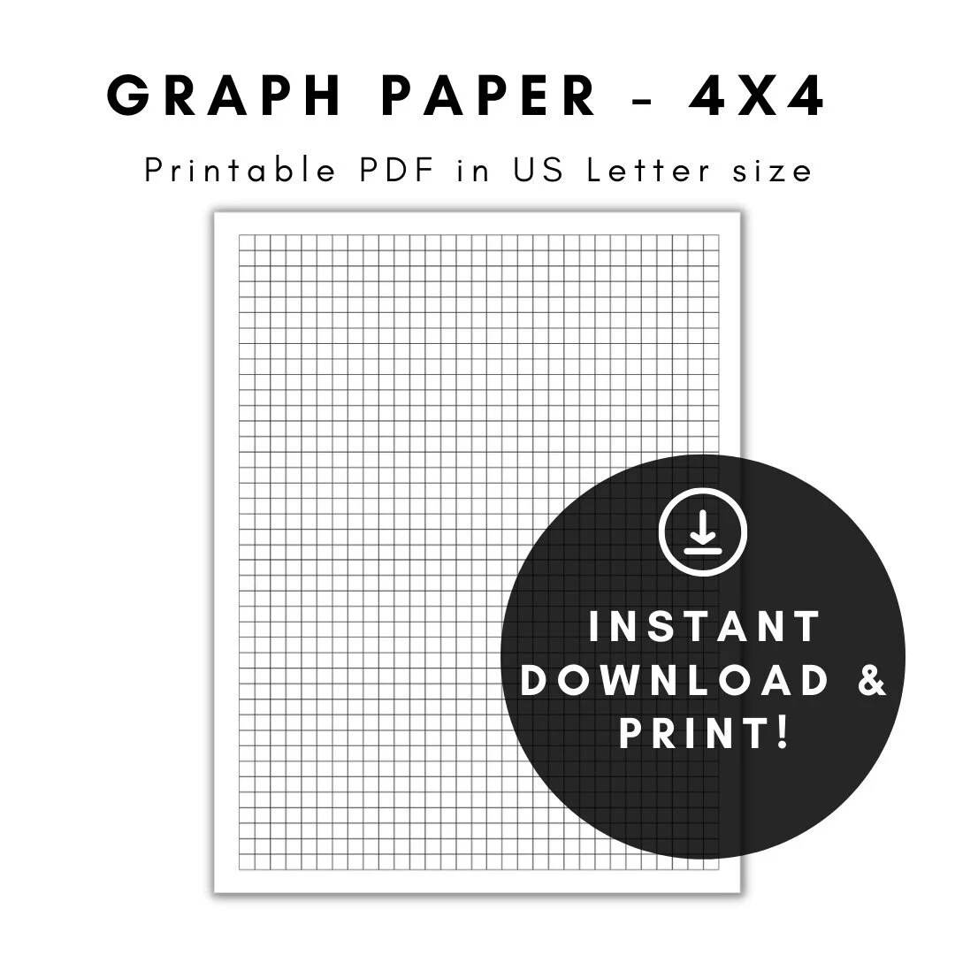 graph paper printable graph paper graph paper printable graph paper 4x4 4x4 graph paper etsy