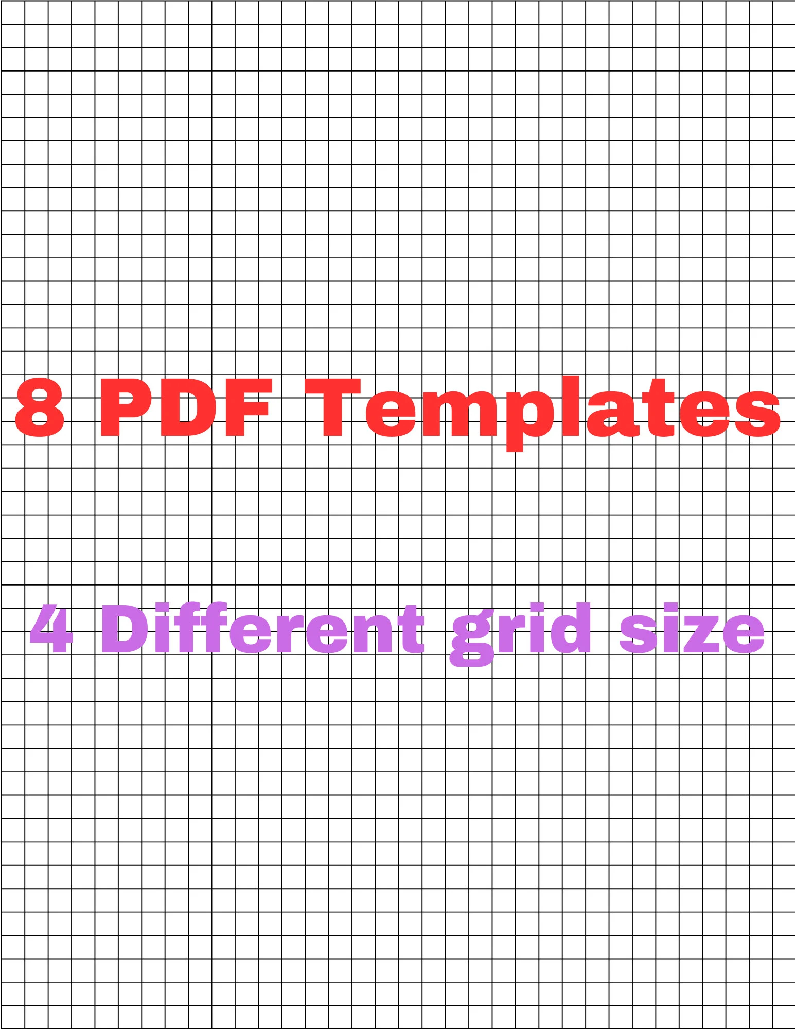 graph paper quad ruled 4 grid sizes 1 5 inch 1 4 inch 1 3 inch 1 2 inch us letter size 8 5 11 inches printable 8 pdfs multiple grids kdp etsy
