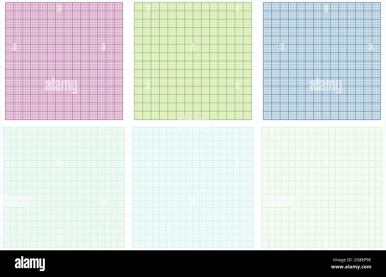 Graph Paper Set In Blue Green Red Checkered Background Squared Paper Sheet Printable Grid Paper With Color Lines For School Technical Engineering Stock Vector Image Art Alamy