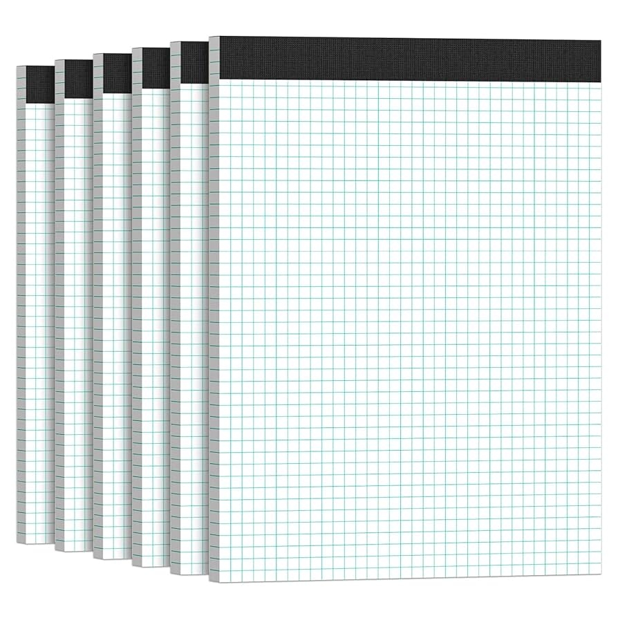 Graph Paper Staples 8 5x11 Pads 4x4 Grid 50 Sheets Pad Pack Of 6 Grid Pad Paper
