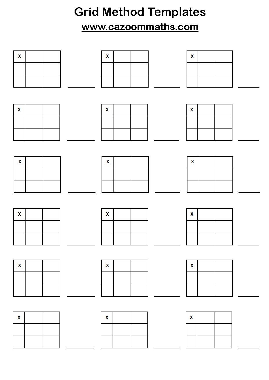 Grid Method Templates FREE Teaching Resources
