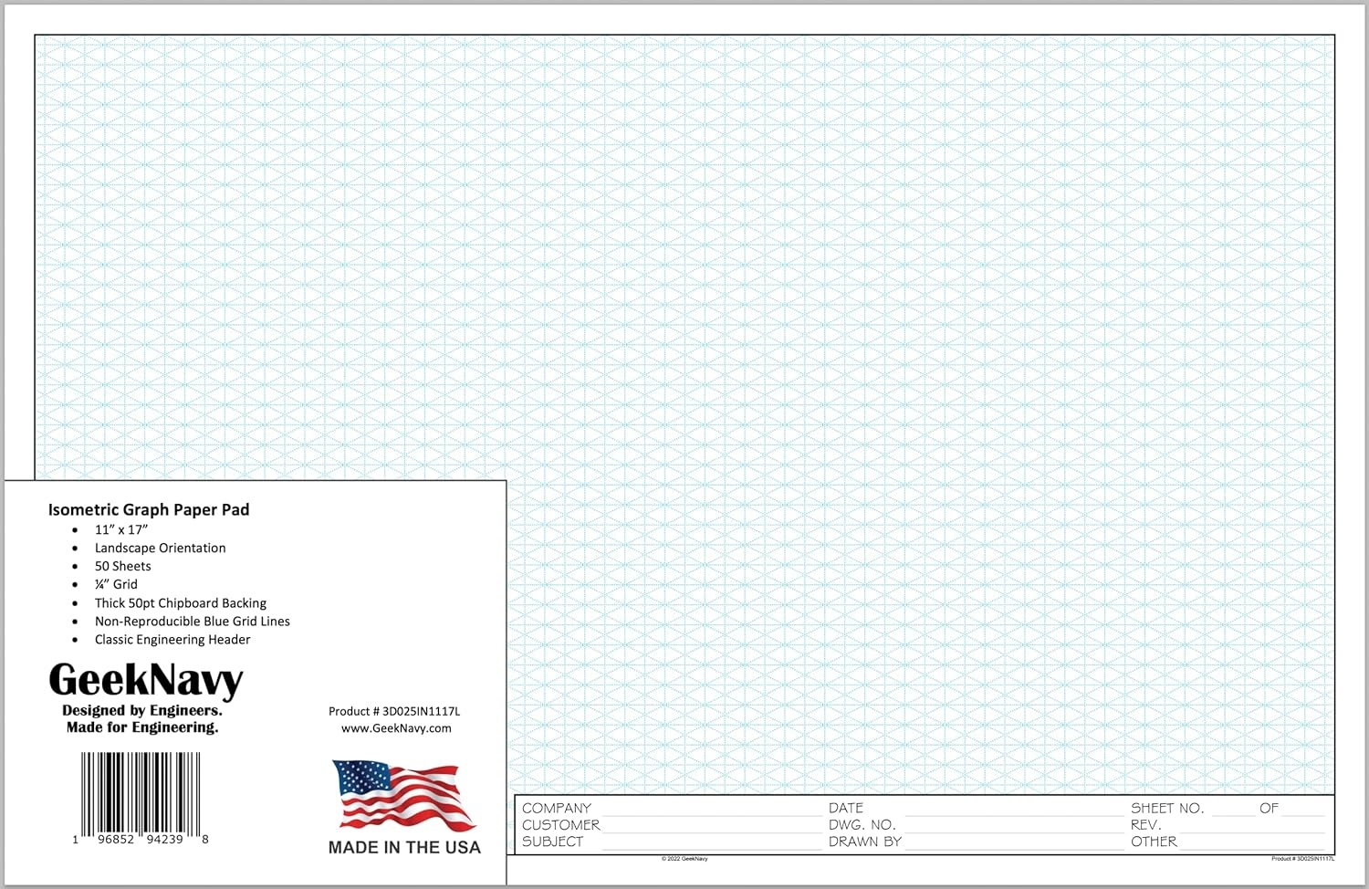 grid notebook 11 x 17 isometric graph paper 50 sheets landscape 0 25 grid non photo blue high brightness drafting engineering art 3d design 3 pack stencil paper