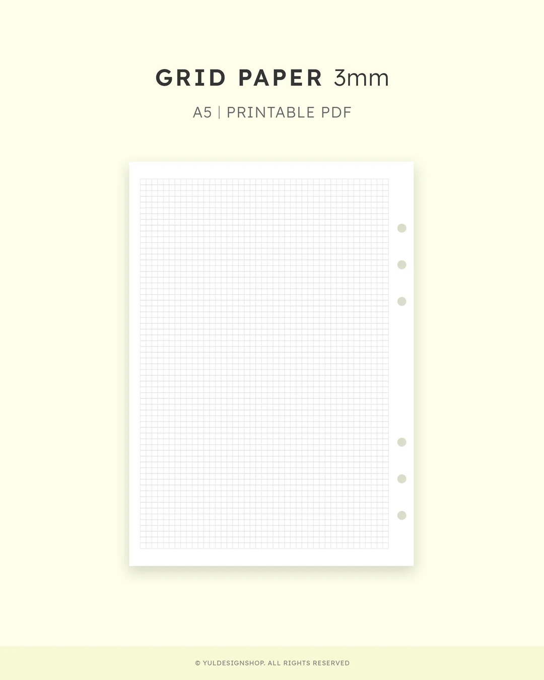 Grid Paper 3mm A5 Inserts Graph Paper PDF Notes Pages Digital Download Student Blank Templates Printable Bullet Jorunal Etsy