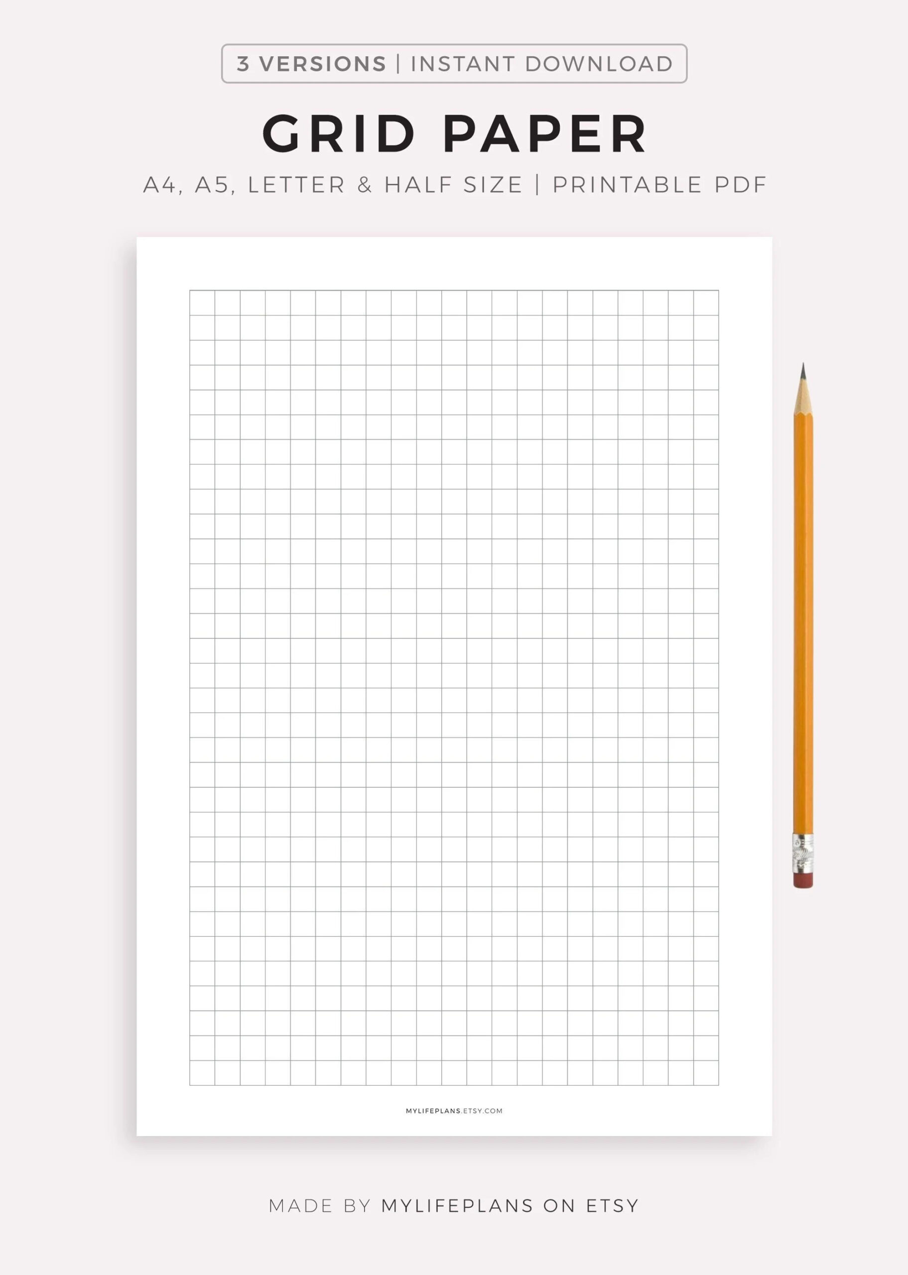Grid Paper Printable Squared Paper Planner Inserts A4 a5 letter half Size Instant Download PDF Etsy