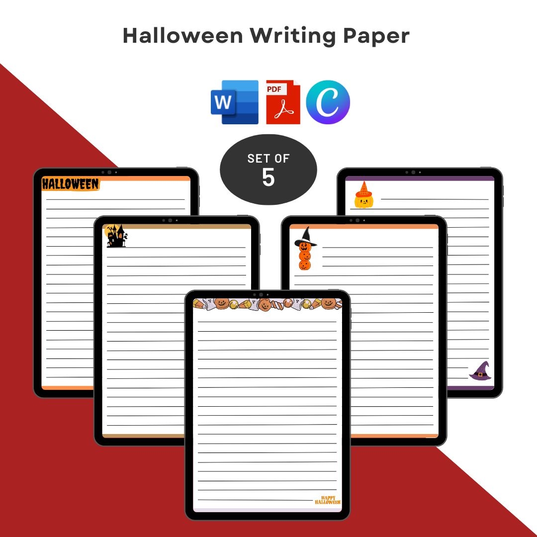 Halloween Writing Paper Template Printable PDF Word