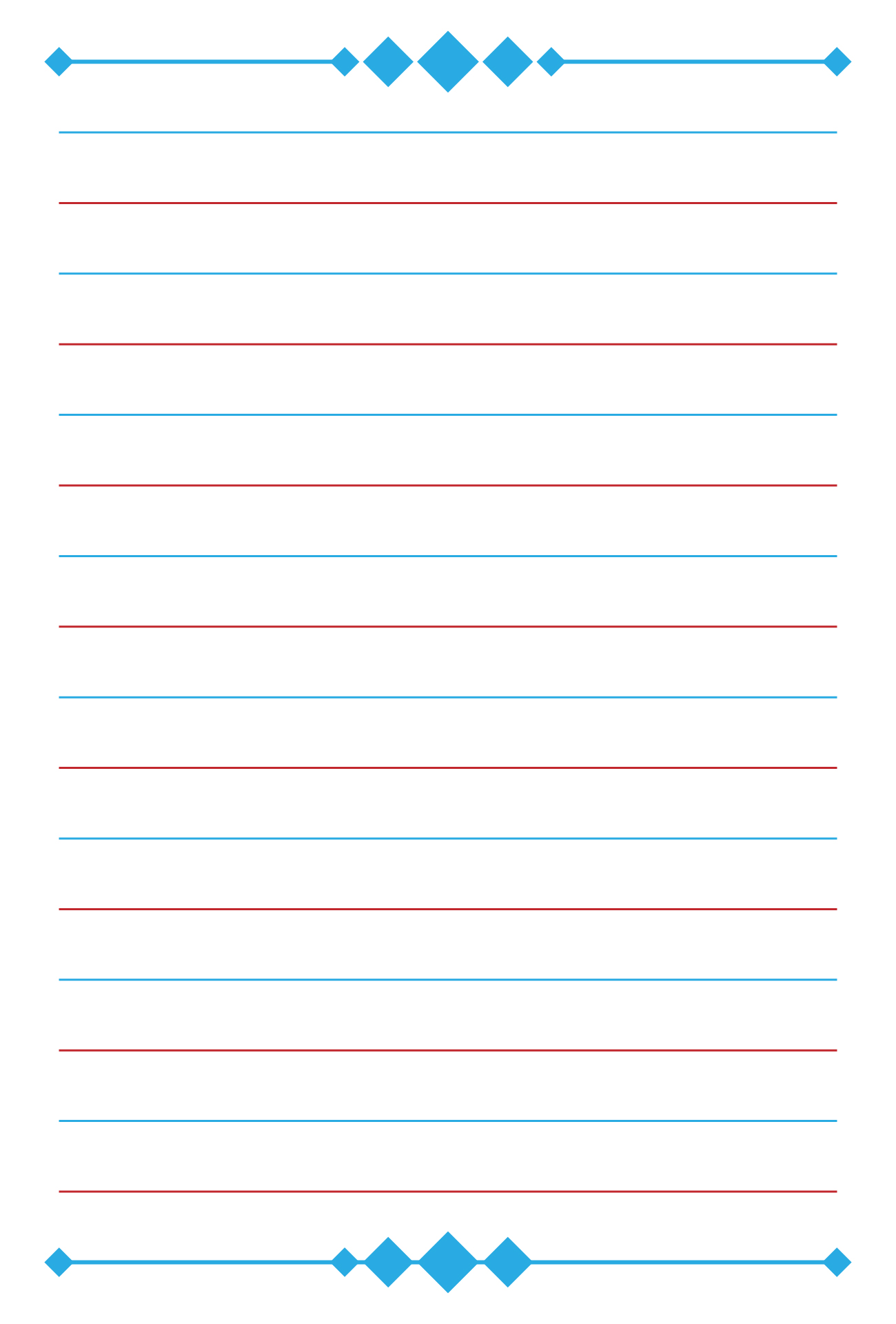 Printable Handwriting Paper Red and Blue Lines