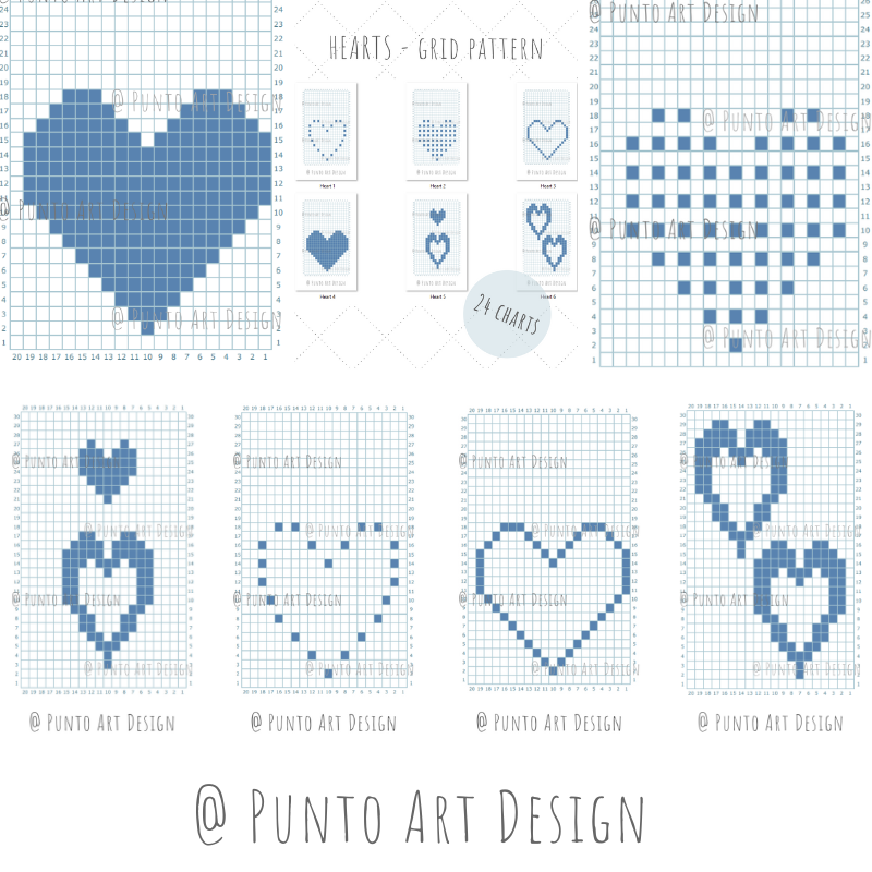 Heart Design Chart Free Grid Pattern Punto Art Design