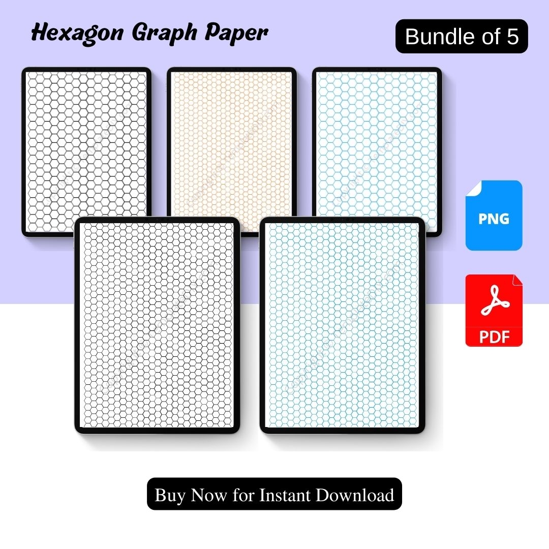 Hexagon Graph Paper Grid Paper Template Printable PDF