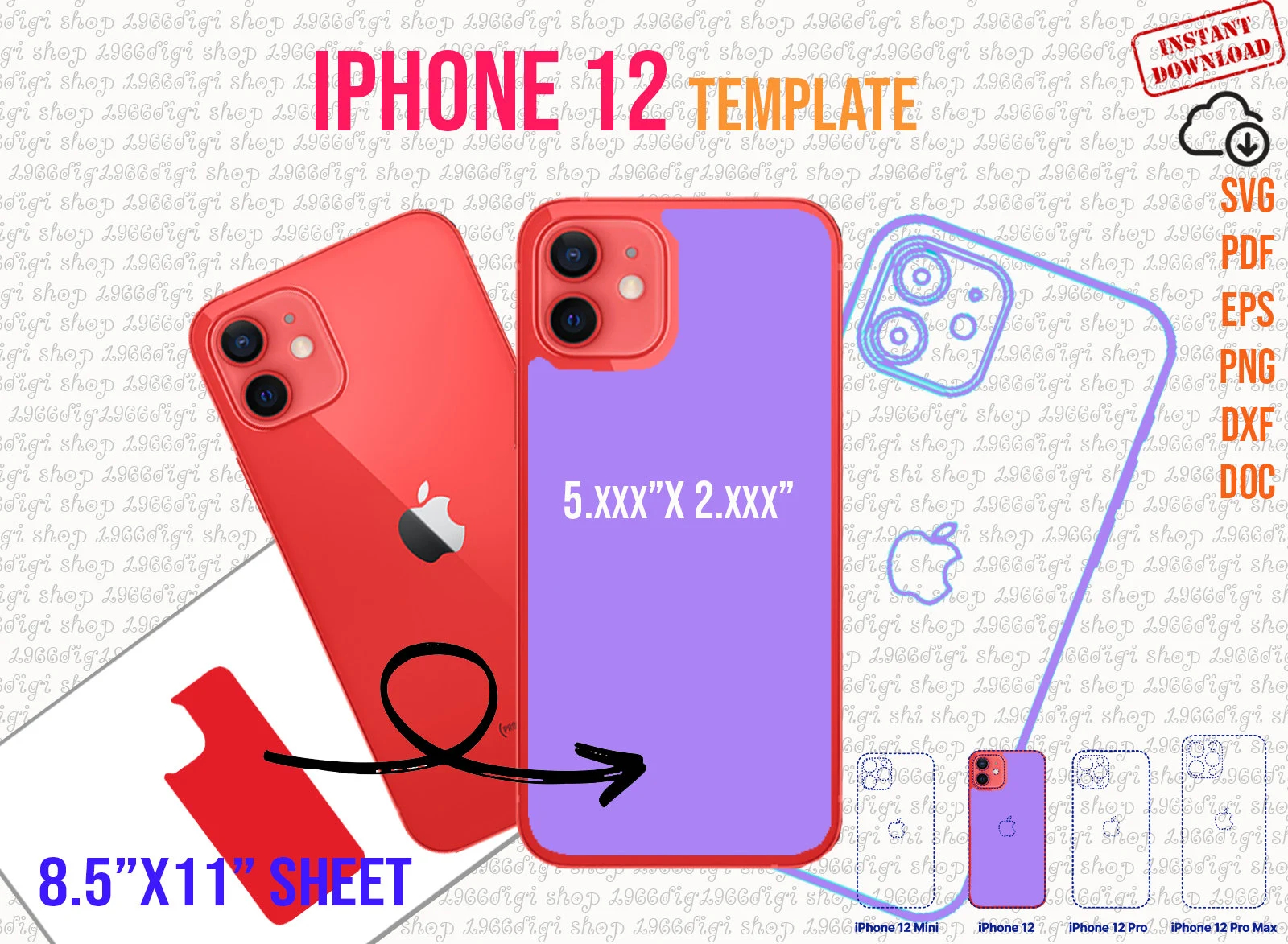 IPhone 12 Template IPhone Template Phone Case Template IPhone 12 Svg Phone Case Svg Ms Word Docx Svg 8 5 x11 Sheet Printable Pdf Etsy