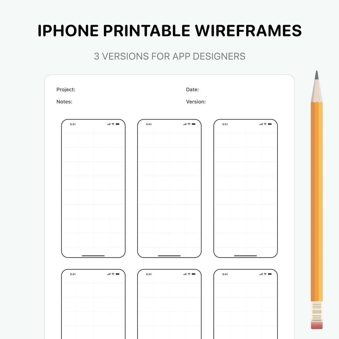 IPhone App UI UX Wireframe Templates 3 Formats In A4 Instant Download Etsy