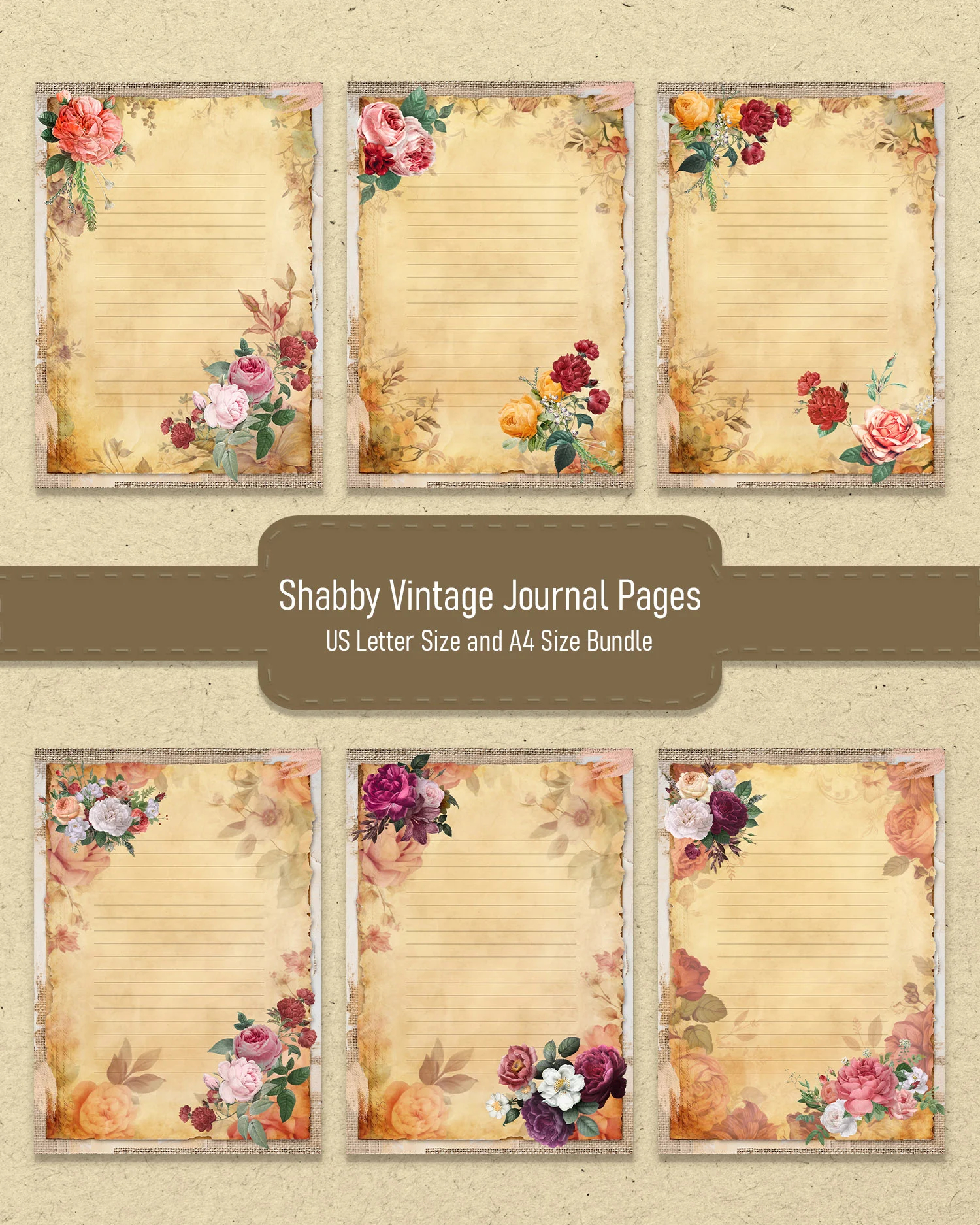 Junk Journal Printable Pages Vintage Floral Multi Purpose Digital Sheet Instant Download Payhip