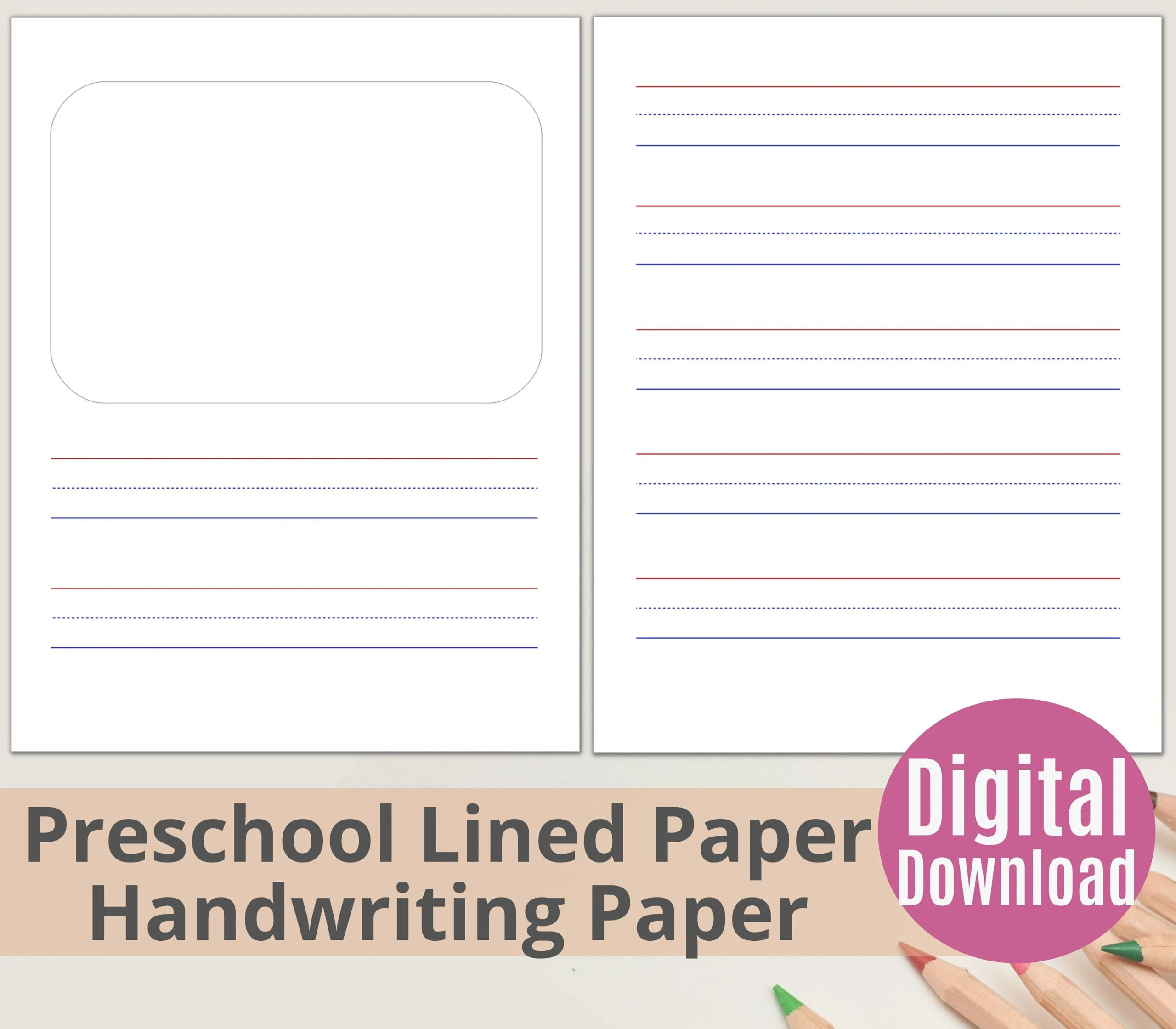 Kindergarten Lined Paper Printable Handwriting Paper Story 