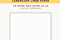 Landscape Lined Paper Horizontal Lined Paper Printable Landscape Planner Inserts Lined Paper For Kids US Letter A5 A4 Half Letter Etsy UK
