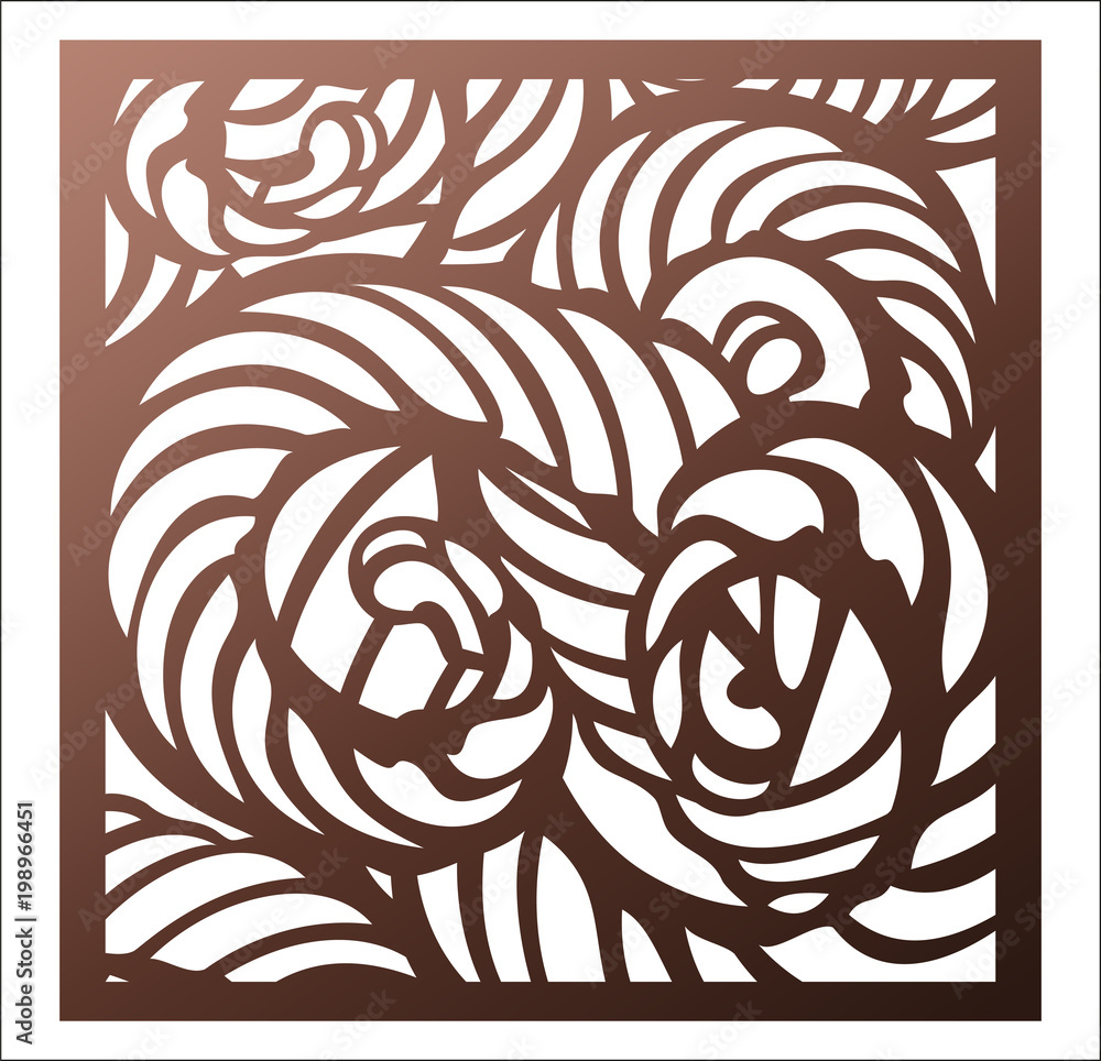 Laser Cutting Square Panel Openwork Abstract Pattern With Doodles Vector Design Template For Paper Cutting Wood Metal And Woodcut Stock Vector Adobe Stock