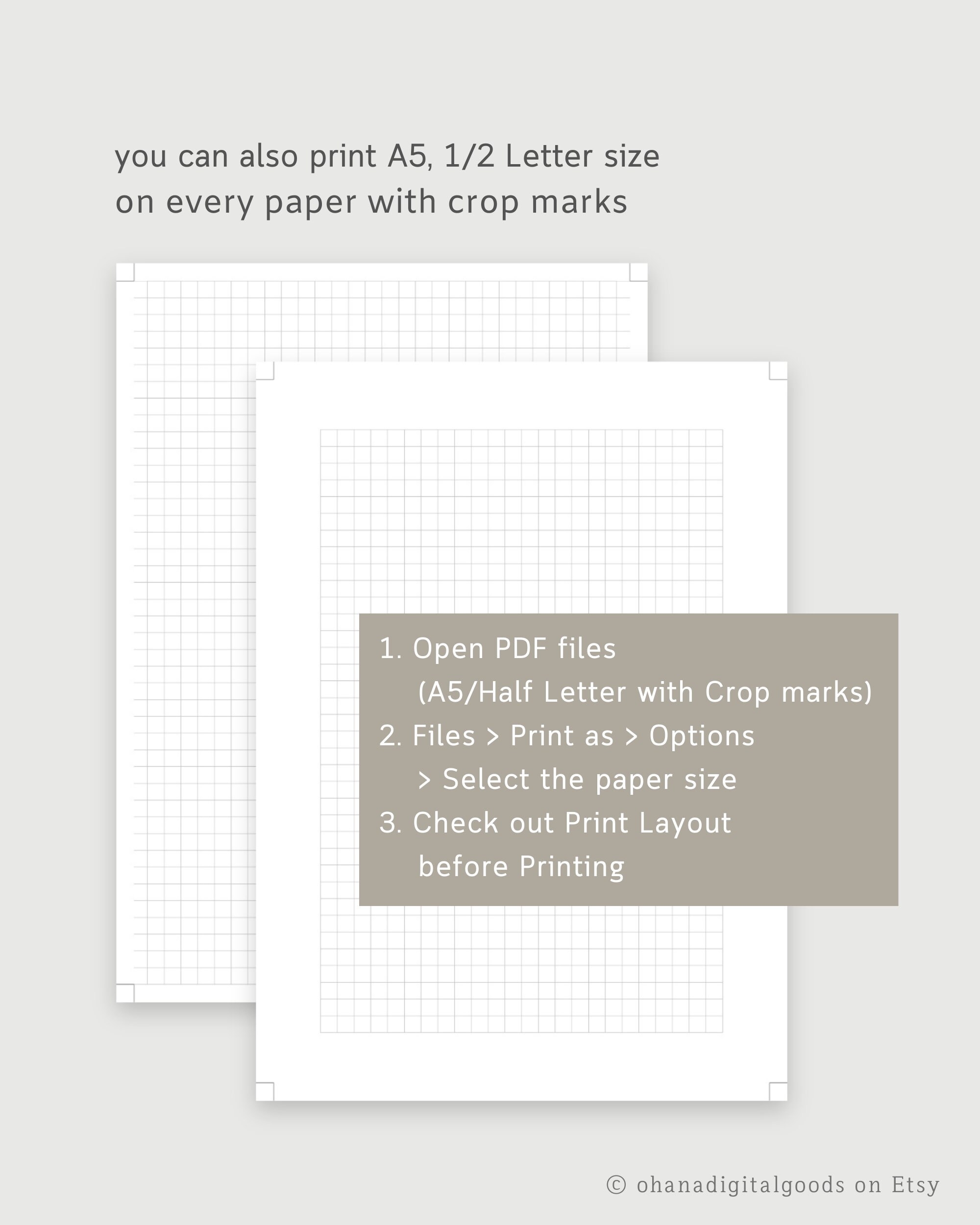 Line Grid Paper 3mm 5mm 7mm 10mm Graph Paper Printable Planner Inserts Templates A4 A5 Letter Half letter Instant Download PDF Etsy